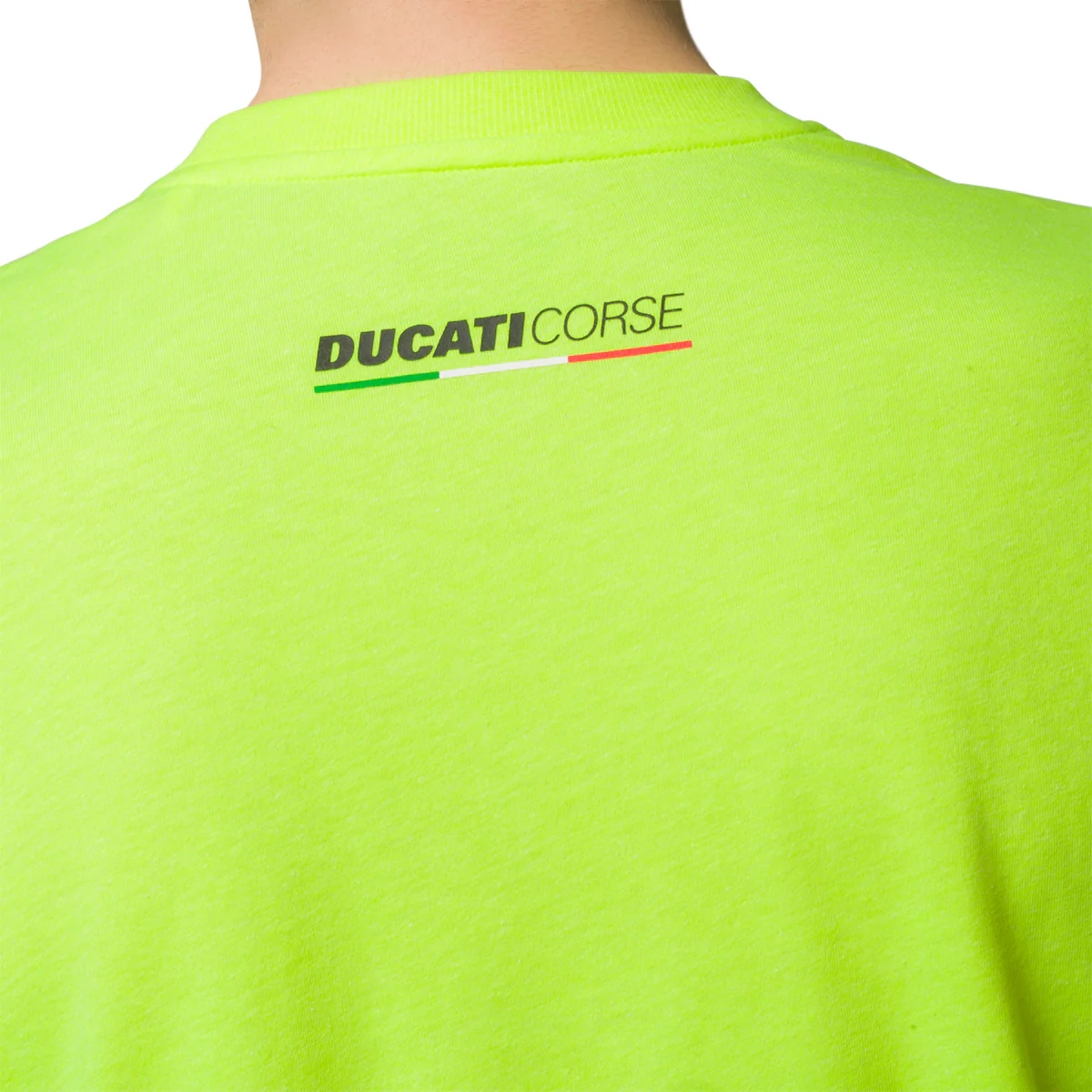 T-shirt giallo fluo da uomo con badge sul petto Ducati Corse T-Stripe - Image 4