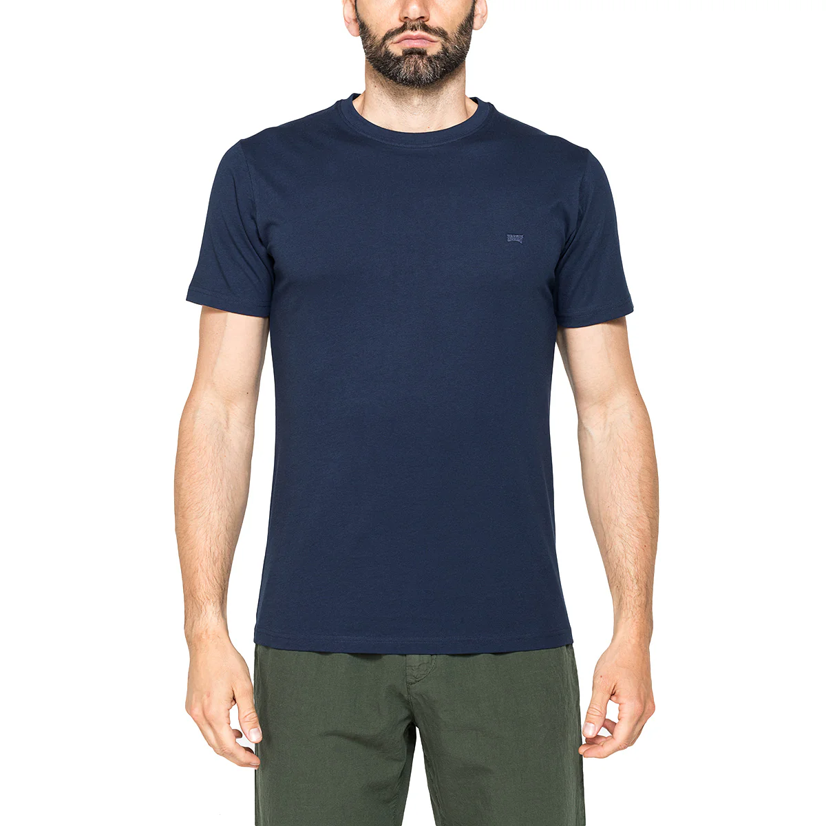 T-shirt girocollo blu da Uomo in cotone con logo Carrera Jeans