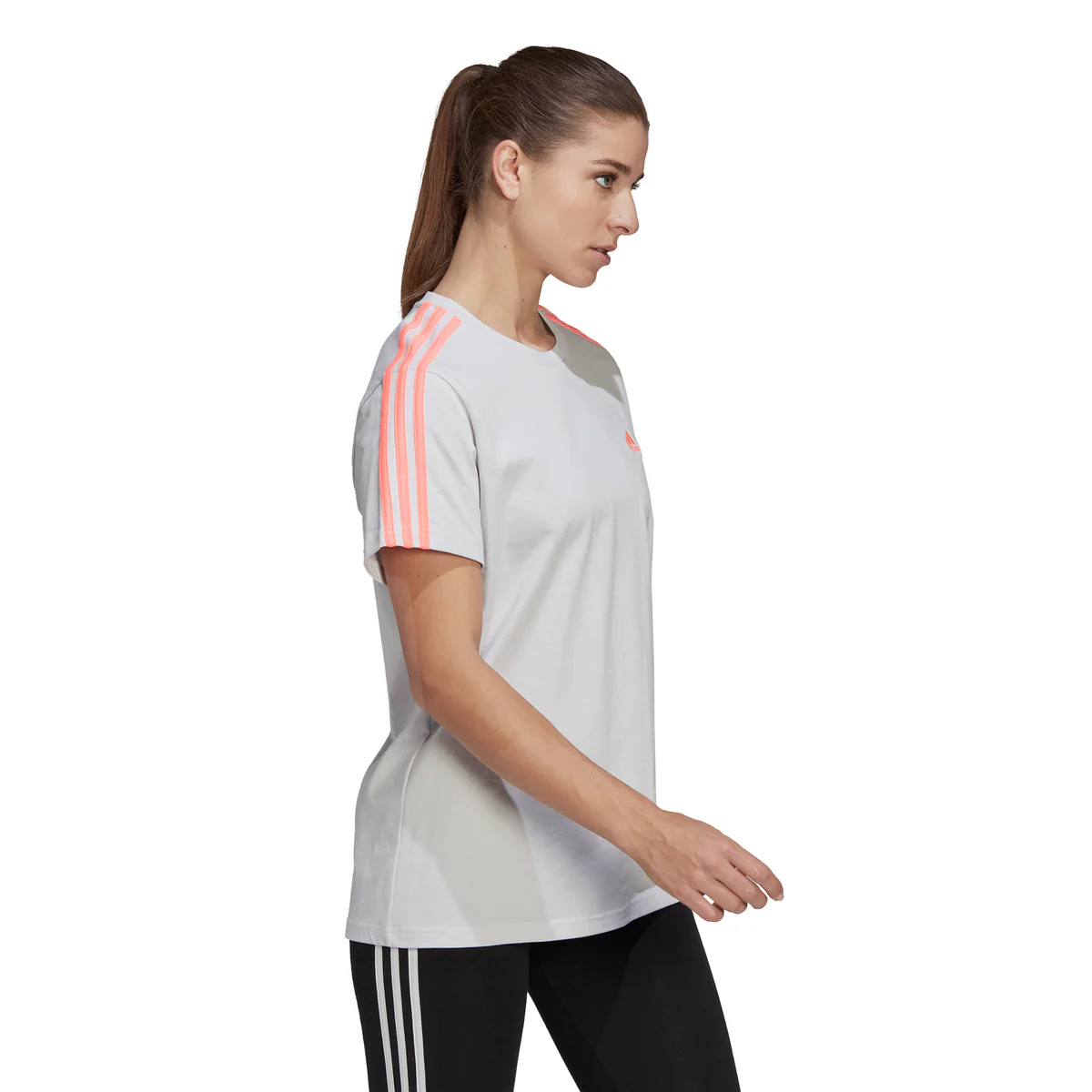 T-shirt grigia da donna adidas Essentials 3-Stripes - Image 2