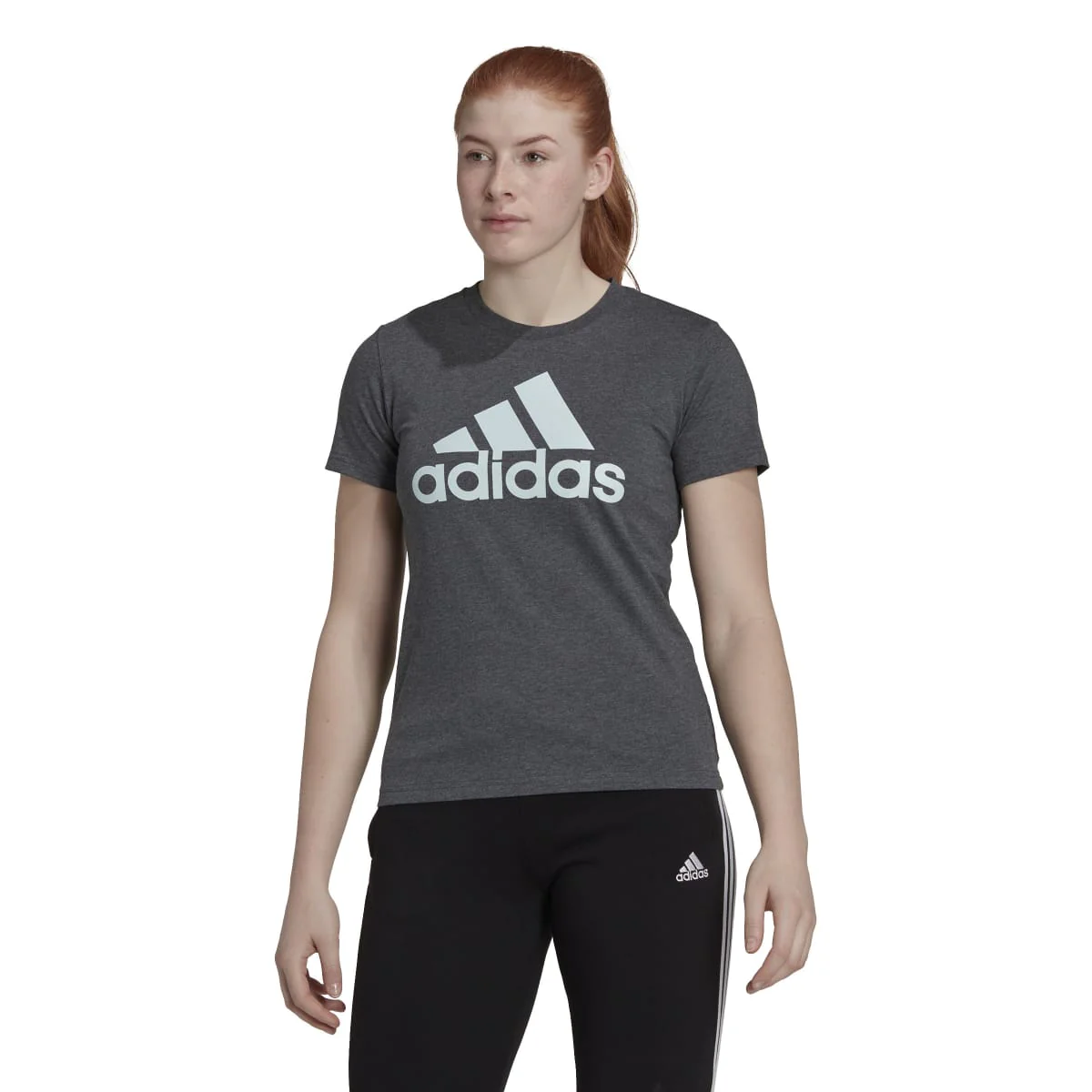 T-shirt grigia da donna adidas LOUNGEWEAR Essentials Logo