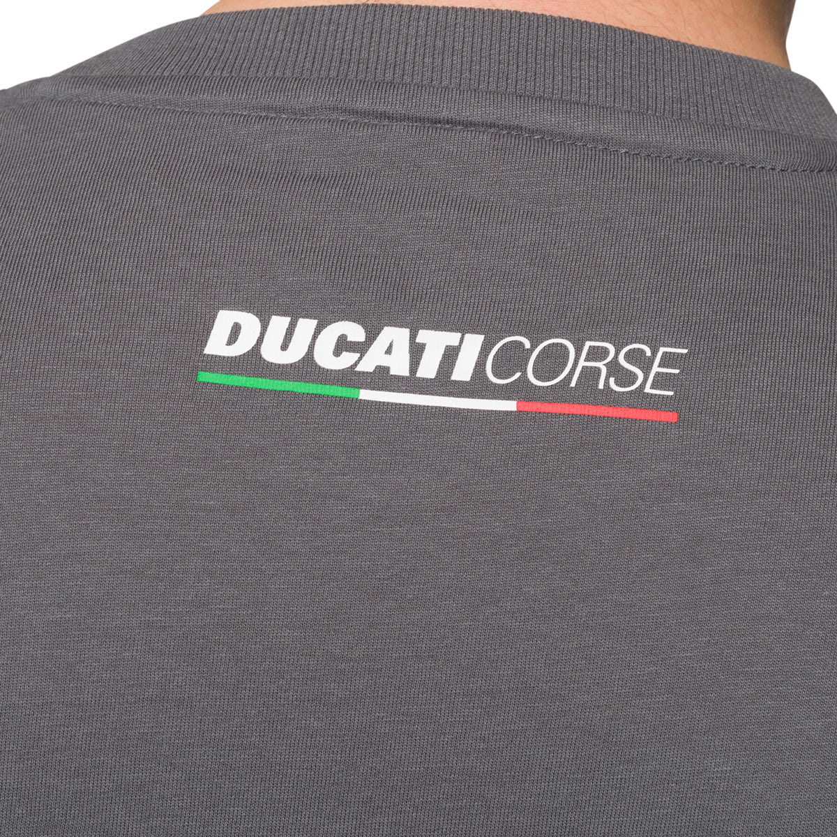T-shirt grigia da uomo con badge frontale Ducati Corse - Image 3
