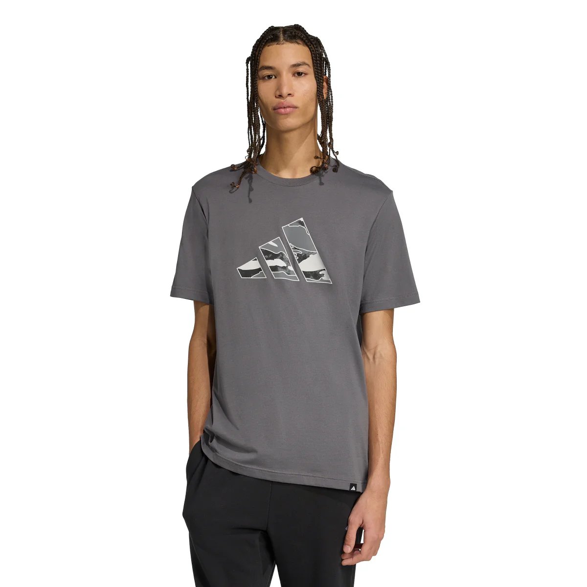 T-shirt grigia da Uomo con logo adidas