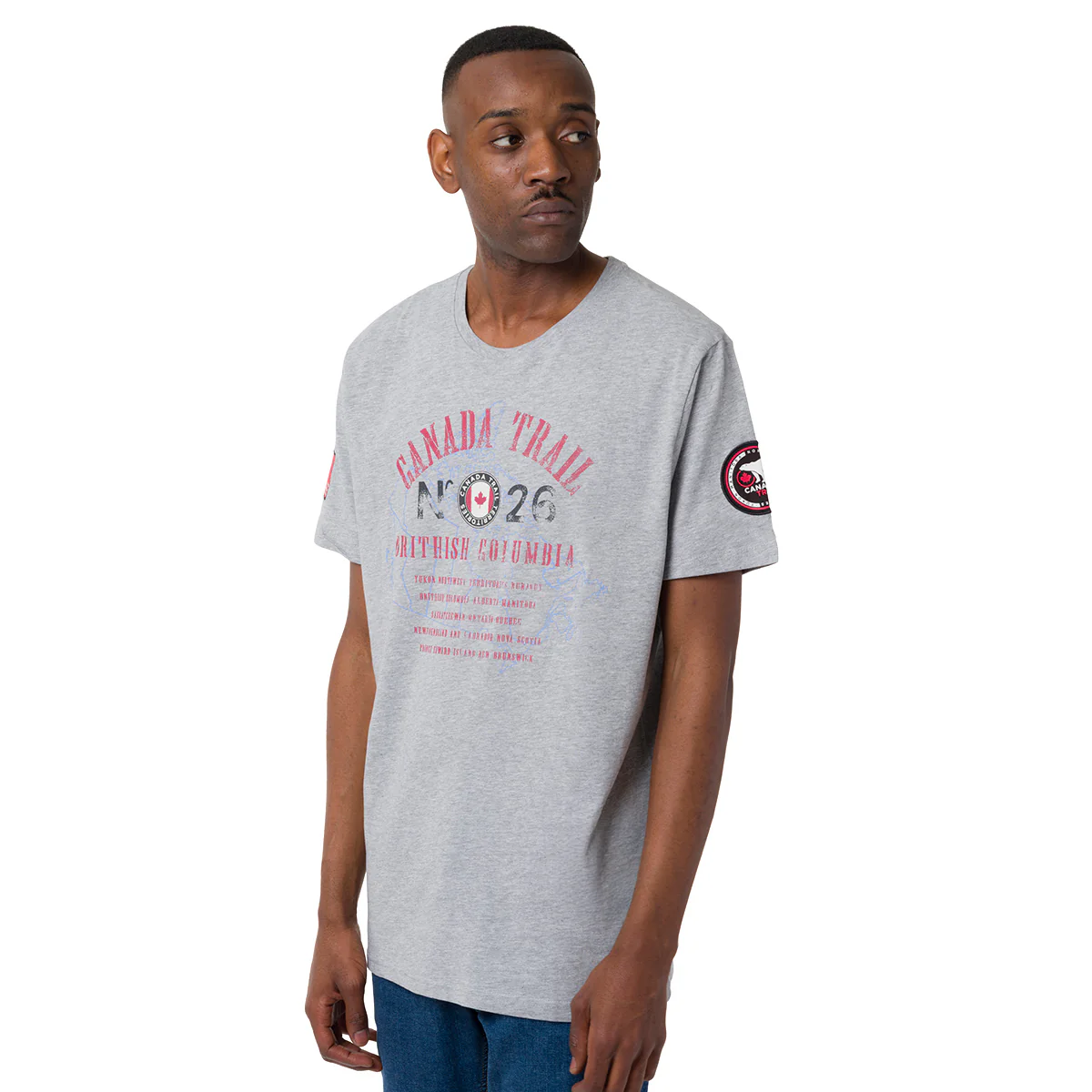 T-Shirt grigia da Uomo con stampa frontale in contrasto Canada Trail - Image 2