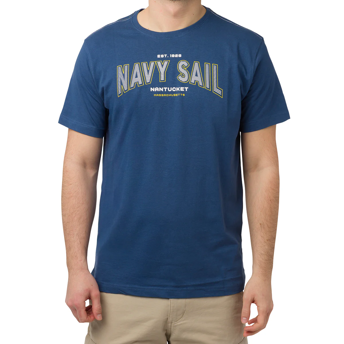 T-shirt Blu da Uomo in Cotone con Logo e Cuciture a Contrasto Navy Sail - Image 3