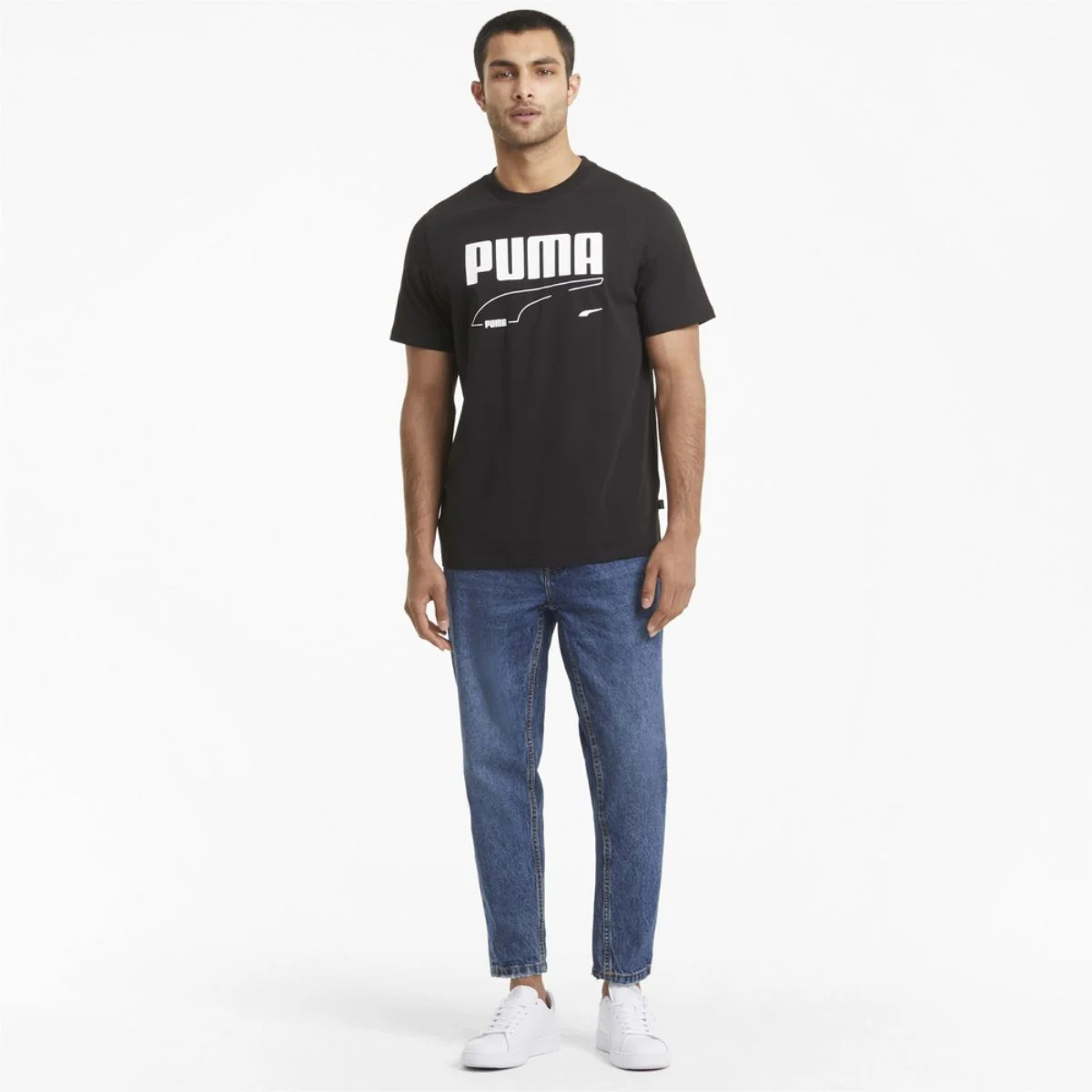 T-shirt nera con stampa a contrasto Puma REBEL - Image 3
