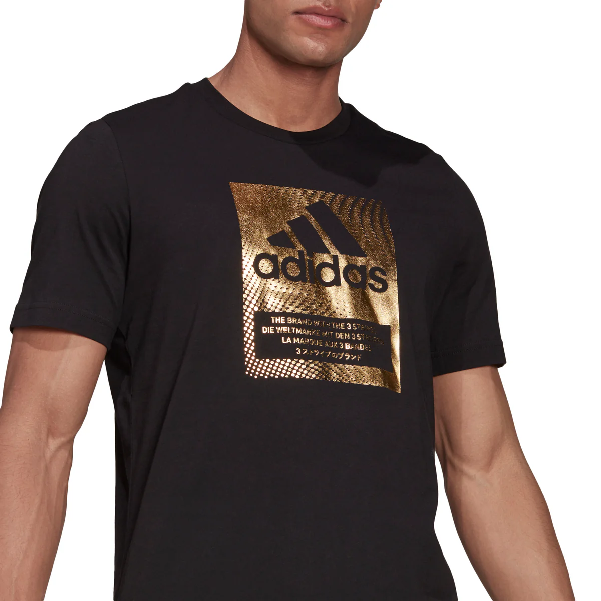T-shirt nera con stampa laminata adidas Foil Logo Box Graphic - Image 4