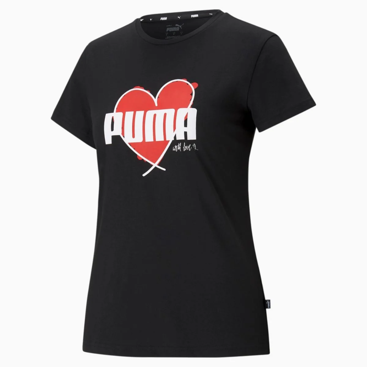 T-shirt nera con stampa Puma Heart - Image 4