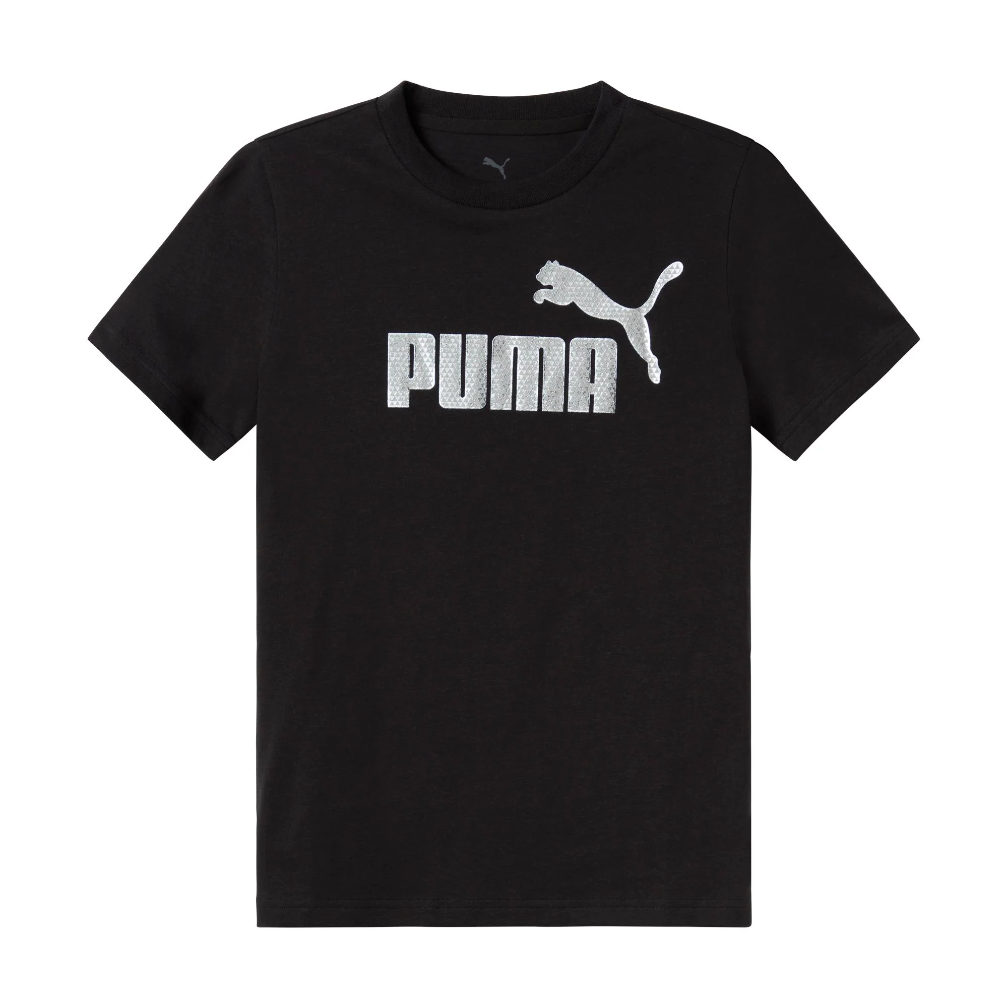T-shirt nera da Bambina con logo frontale in contrasto Puma