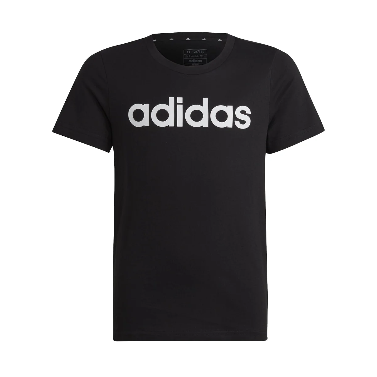 T-shirt nera da bambina con logo sul petto adidas Essentials Linear Logo
