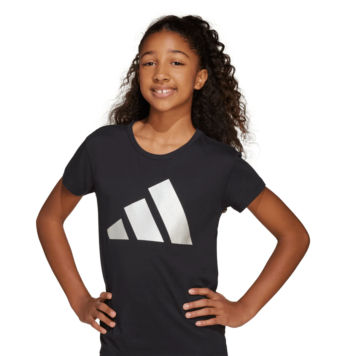 T-shirt nera da Bambina JG GLAM a maniche corte con logo adidas