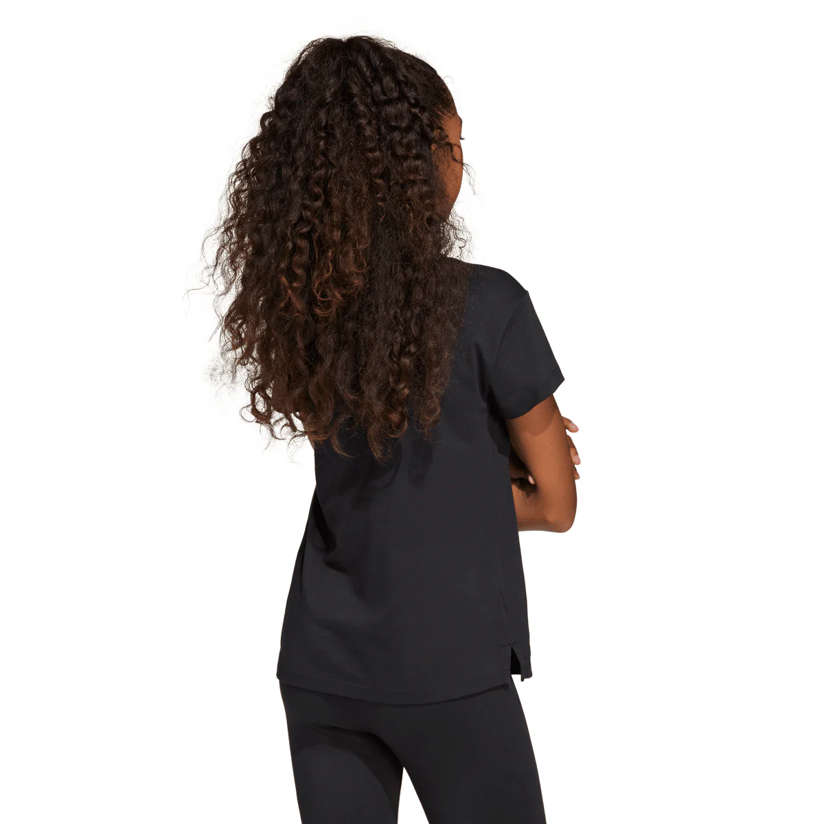 T-shirt nera da Bambina JG GLAM a maniche corte con logo adidas - Image 3