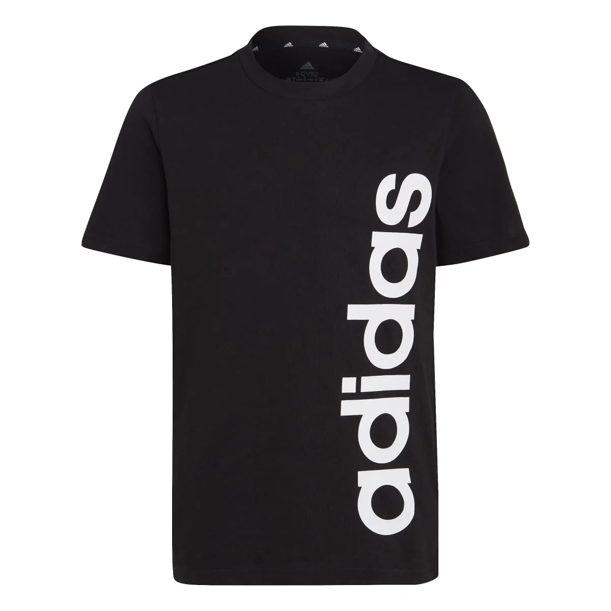 T-shirt nera da bambino con logo sul petto adidas Essentials Linear - Image 2