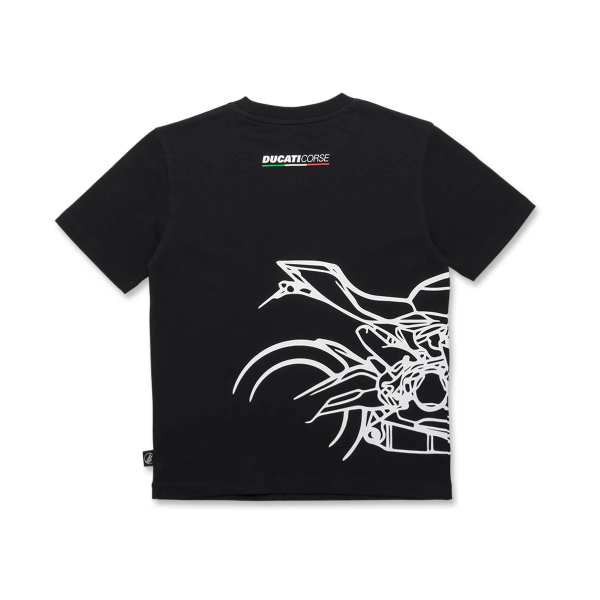 T-shirt nera da bambino con logo sul petto e stampa sul lato Ducati Corse - Image 2