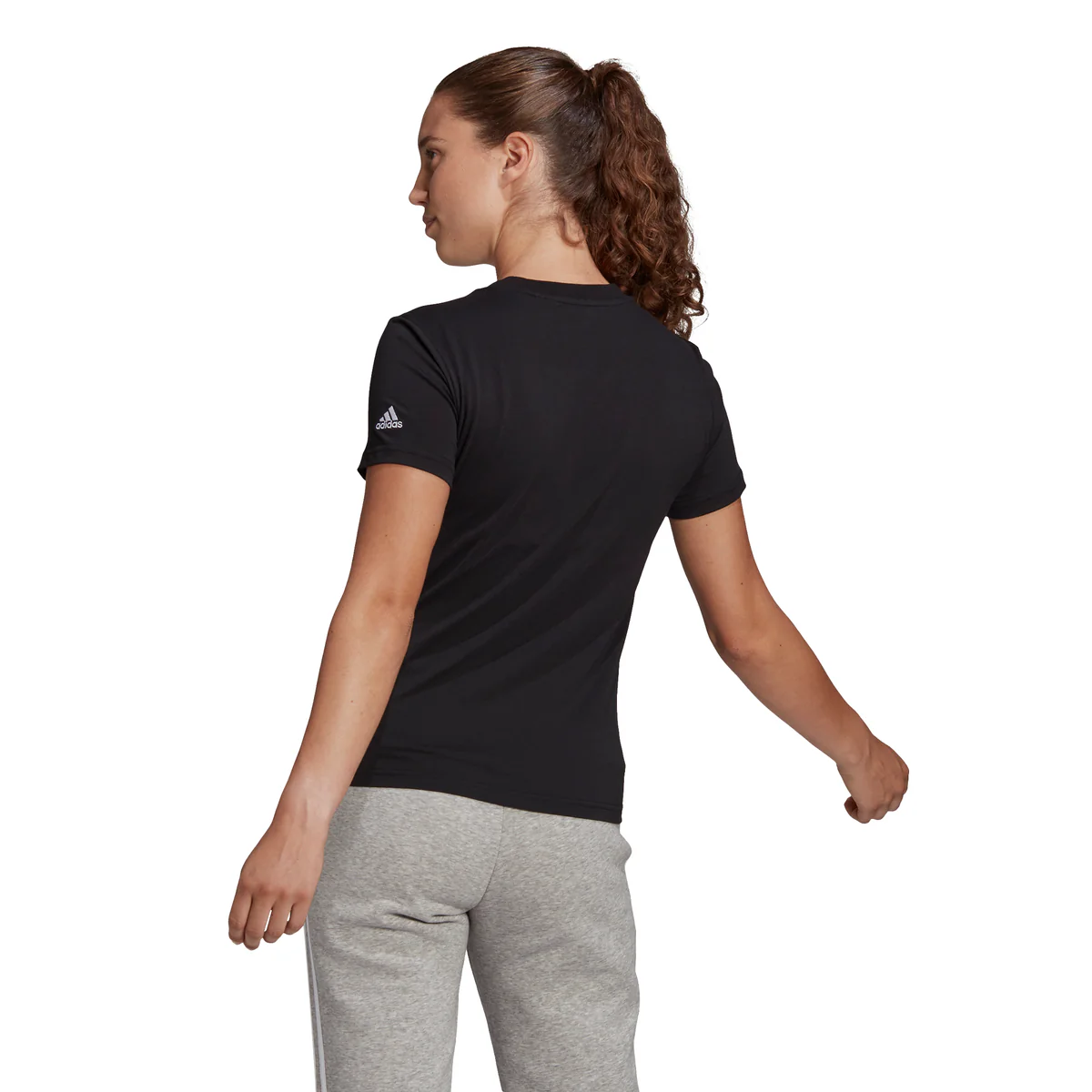 T-shirt nera da donna adidas LOUNGEWEAR Essentials Slim Logo - Image 3