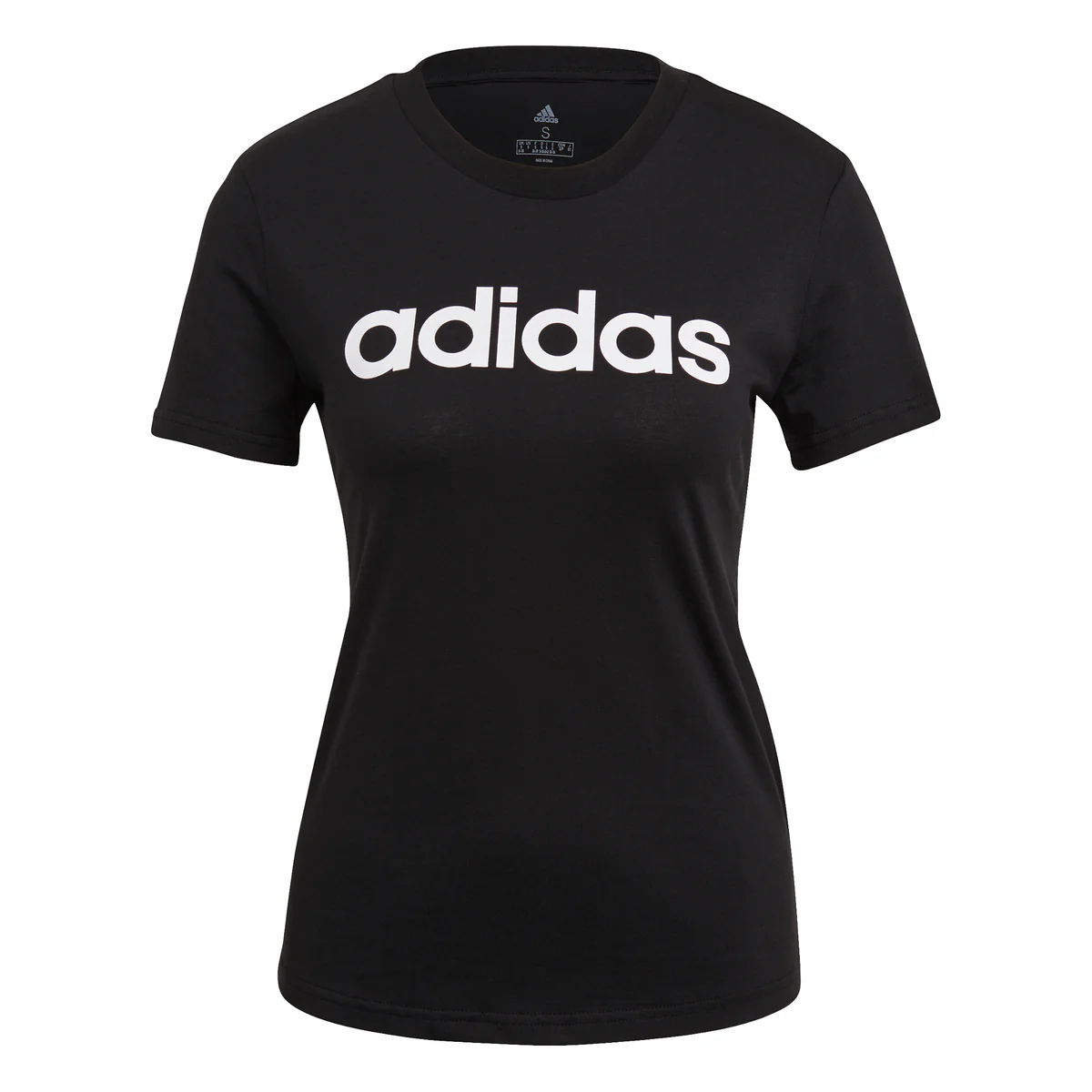 T-shirt nera da donna adidas LOUNGEWEAR Essentials Slim Logo - Image 6