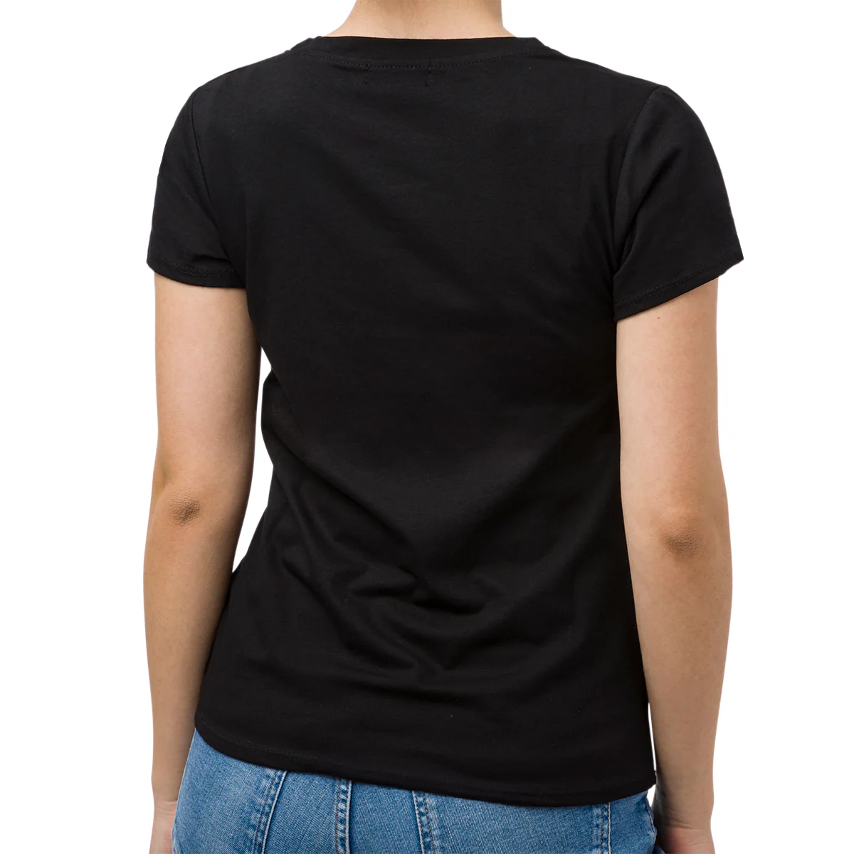 T-shirt nera da donna con dettagli laminati e paillettes Swish Jeans - Image 2