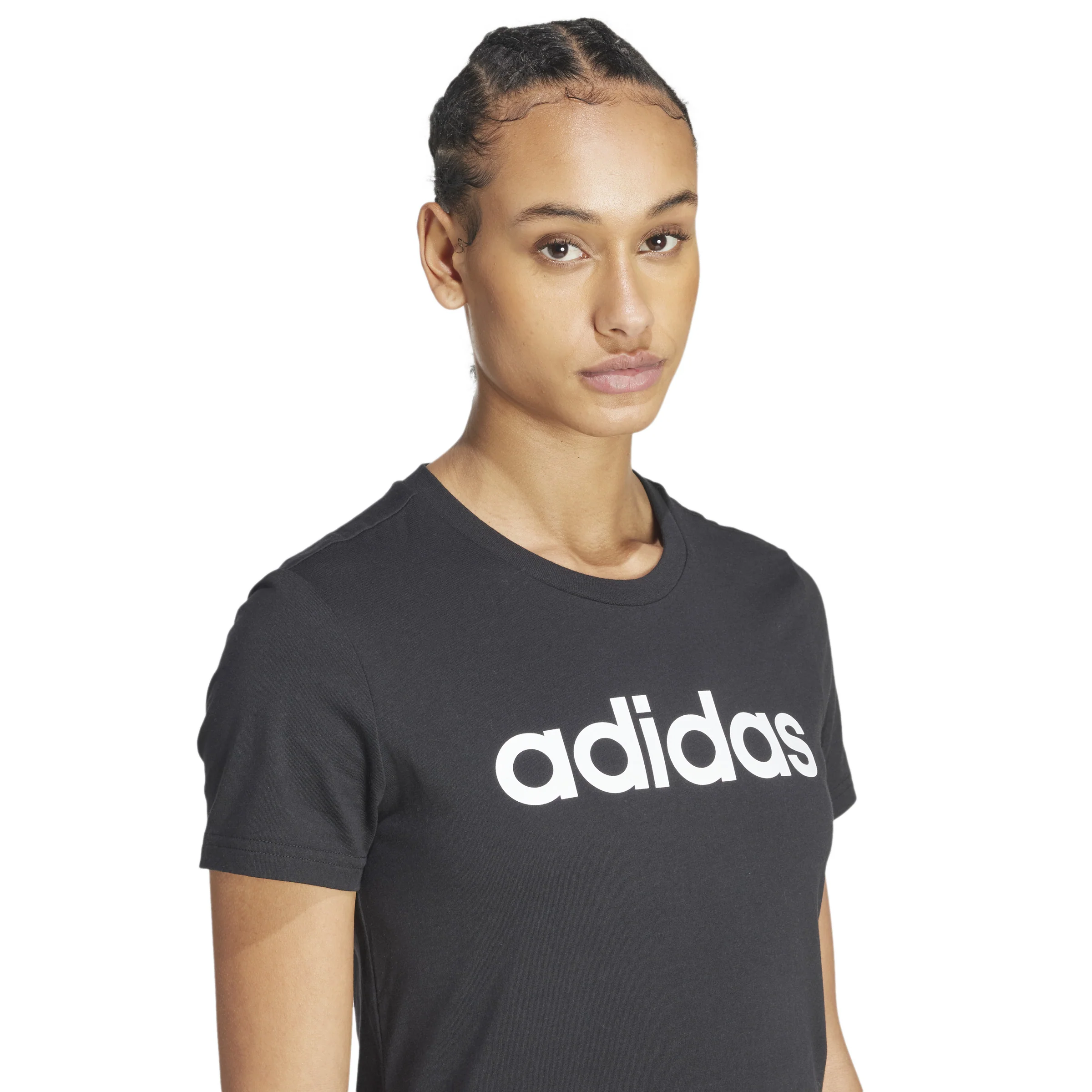 T-shirt nera da donna con logo adidas Essentials Slim Logo - Image 6