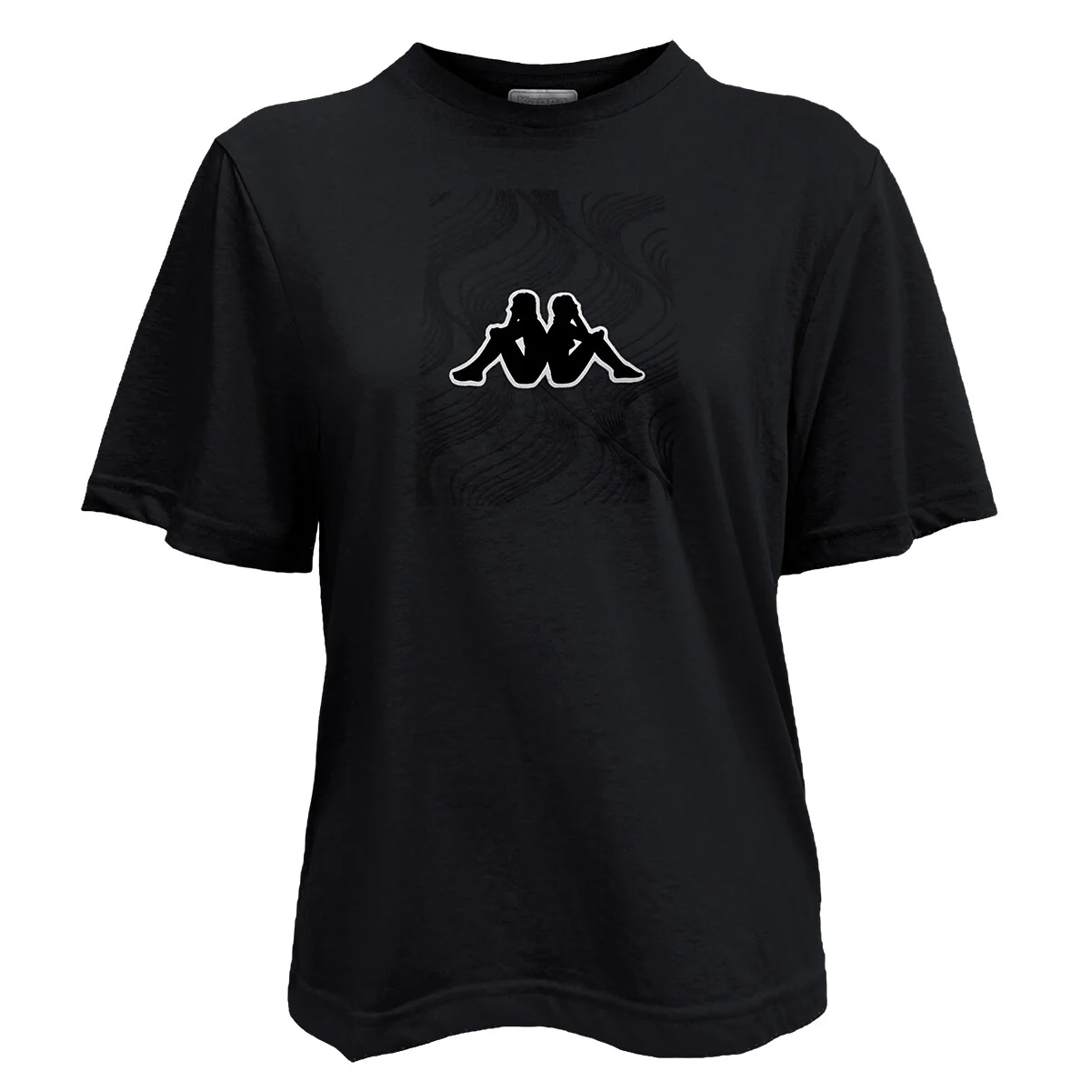 T-shirt nera da donna con logo bianco sul petto Kappa Evai