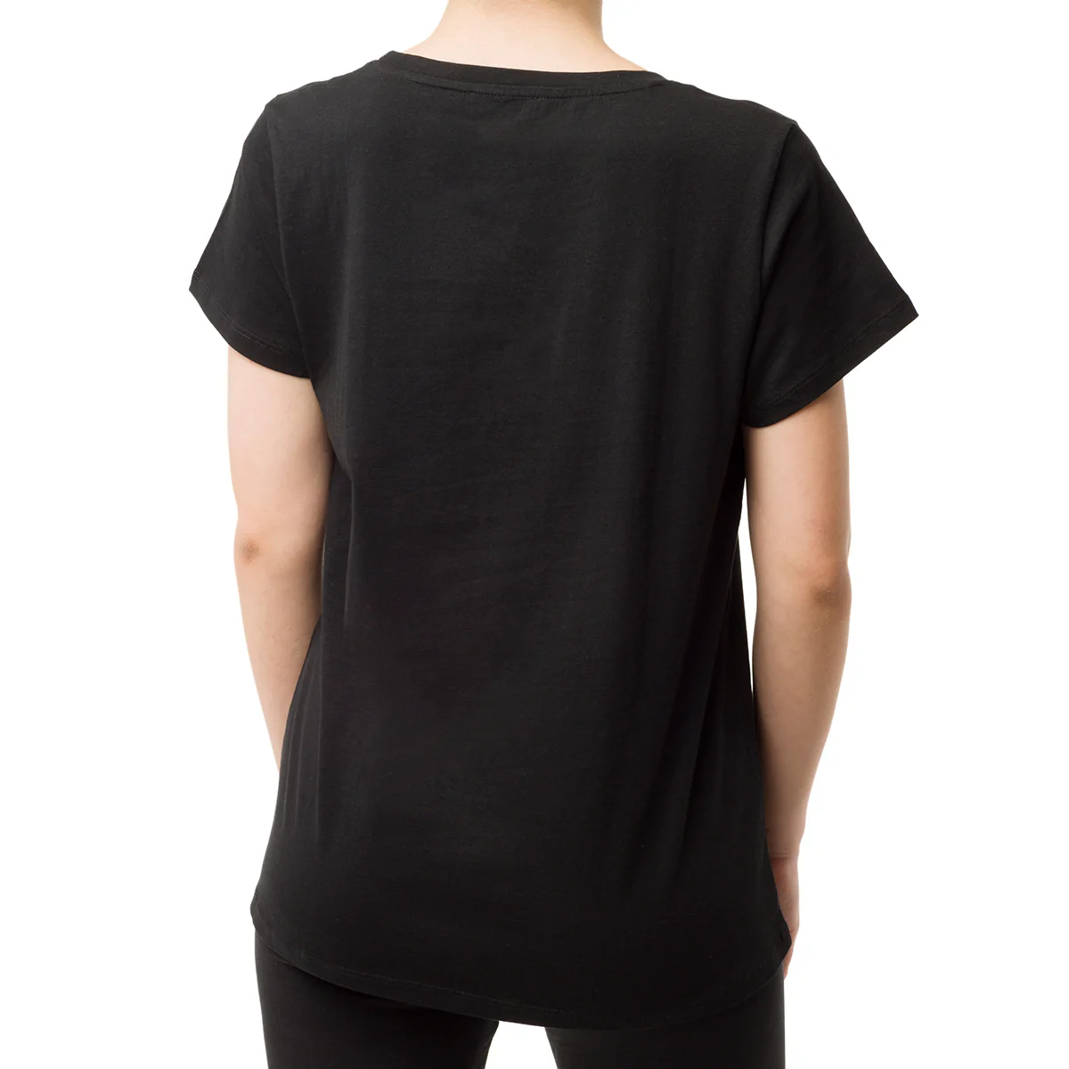 T-shirt nera da donna con logo frontale argento con strass Freddy - Image 2