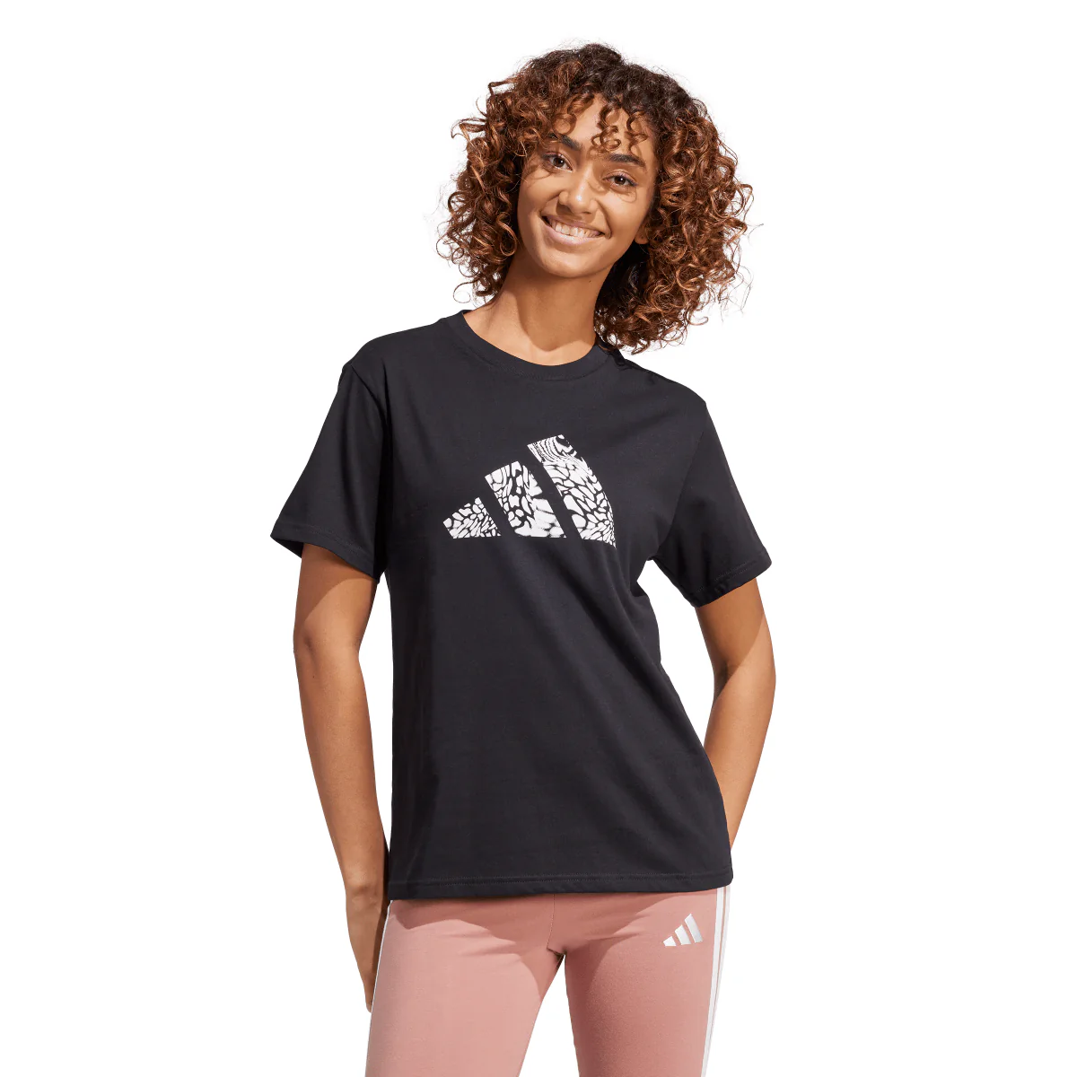 T-shirt nera da Donna con logo frontale stampato adidas - Image 2