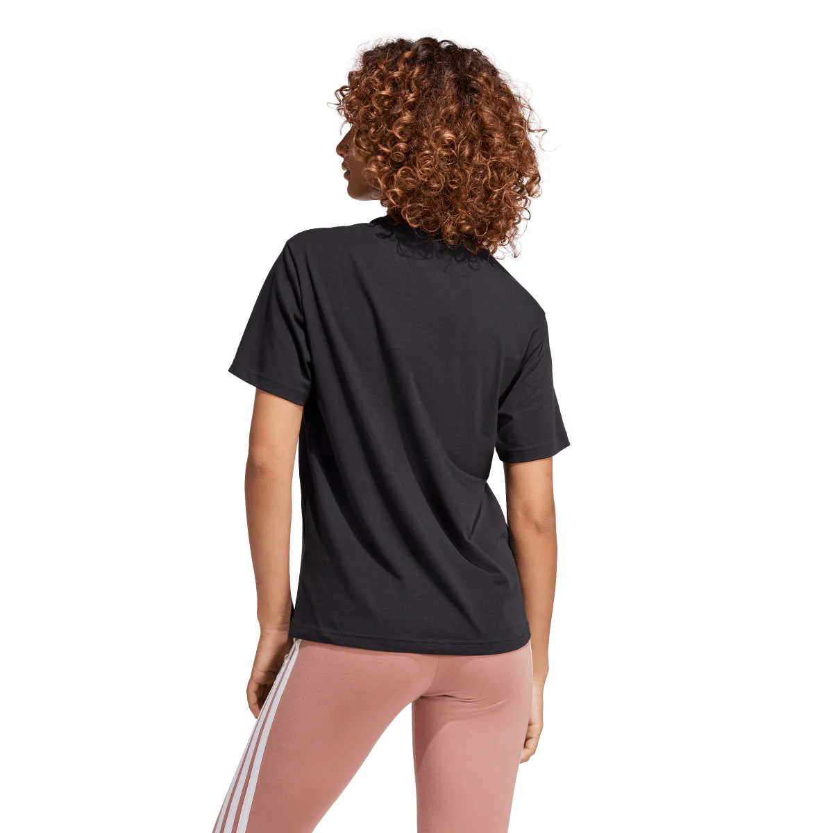 T-shirt nera da Donna con logo frontale stampato in tono adidas - Image 3