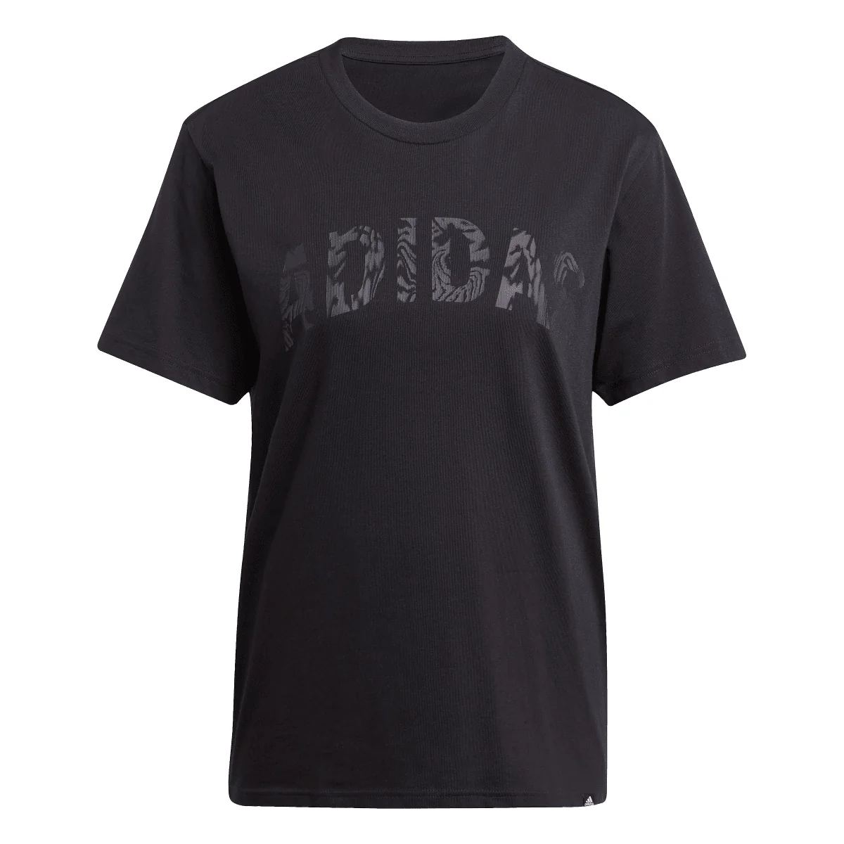 T-shirt nera da Donna con logo frontale stampato in tono adidas - Image 4