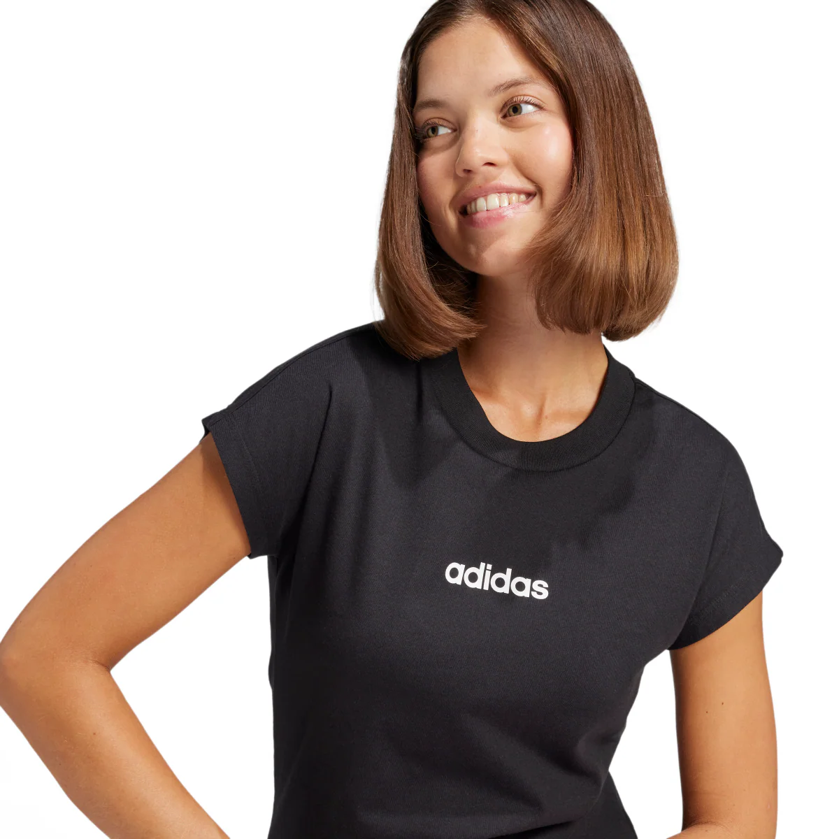 T-shirt nera da Donna con logo minimale adidas - Image 5