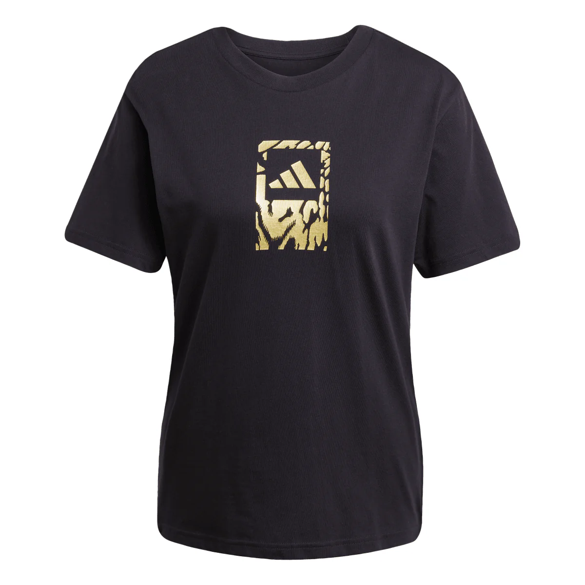 T-shirt nera da Donna con logo oro stampato adidas - Image 4