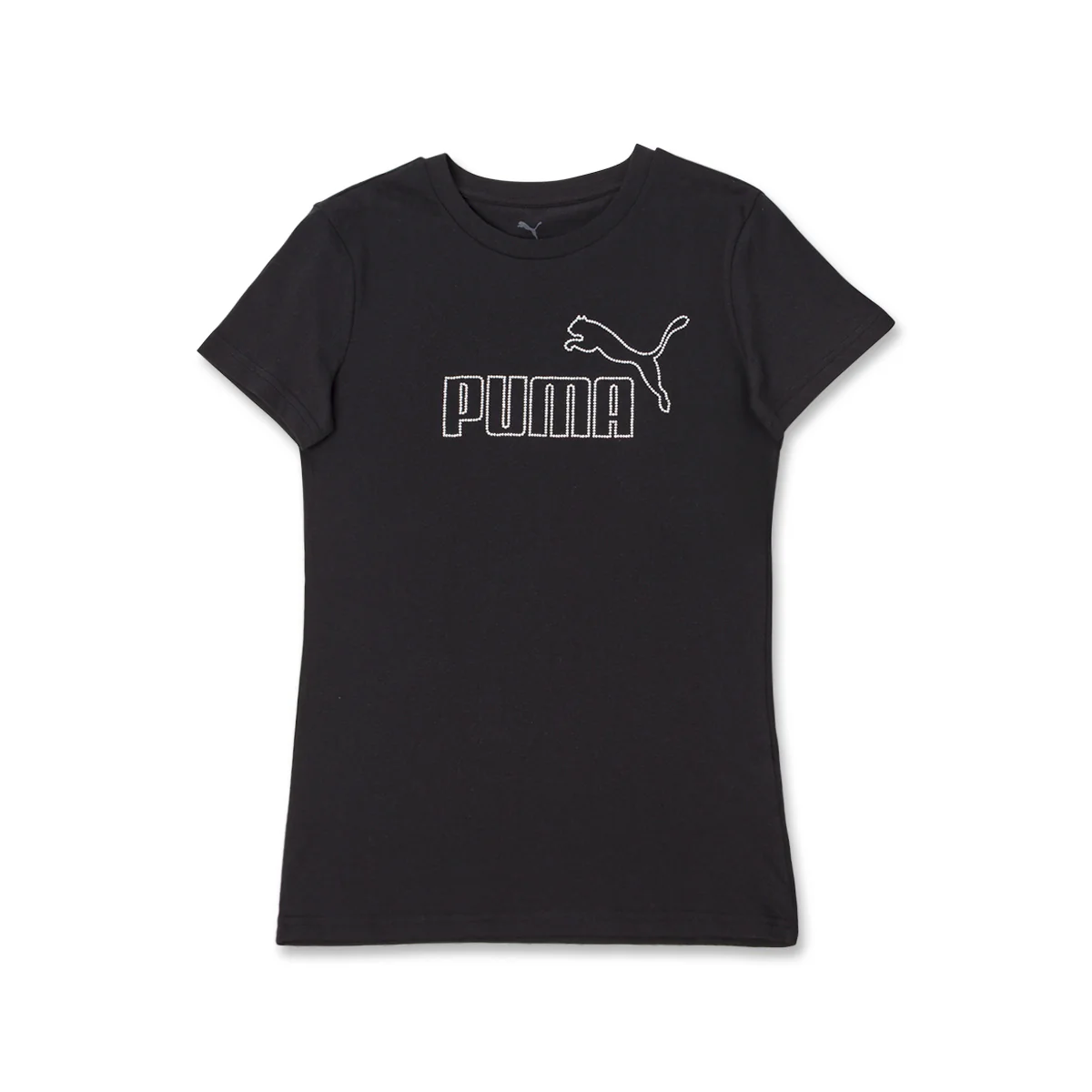 T-shirt Nera da Donna girocollo con logo in strass Puma