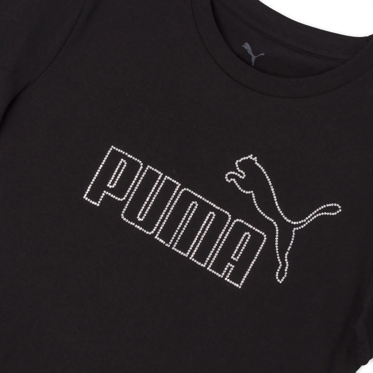 T-shirt Nera da Donna girocollo con logo in strass Puma - Image 2