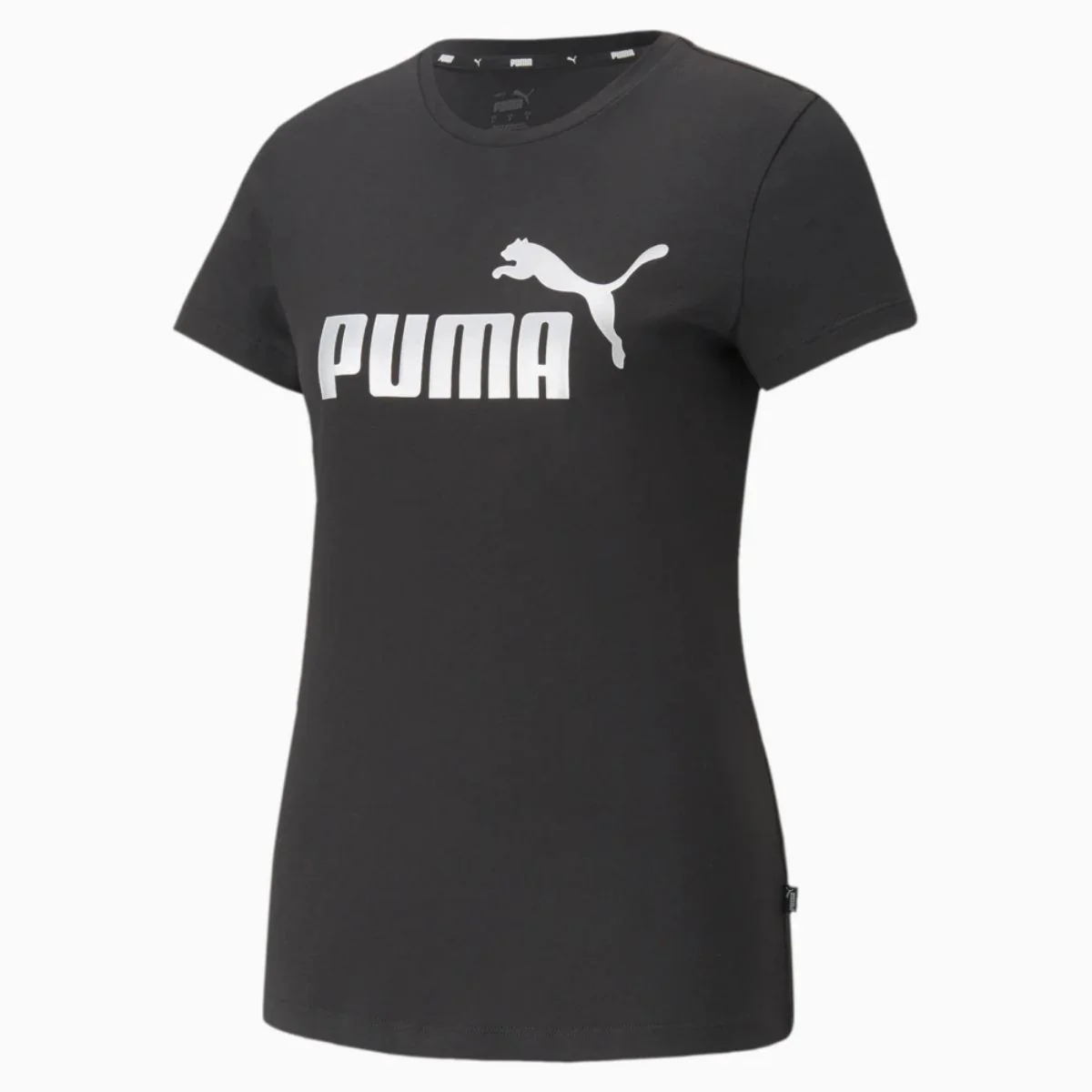 T-shirt nera da donna Puma Essentials+ Metallic Logo - Image 4