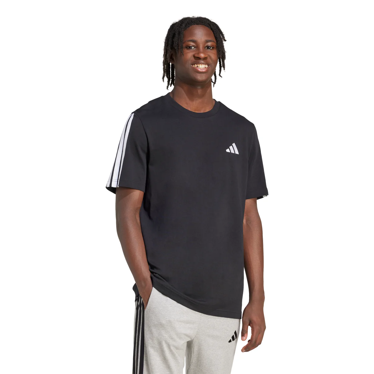 T-shirt nera da Uomo adidas con 3 strisce M 3S SJ T