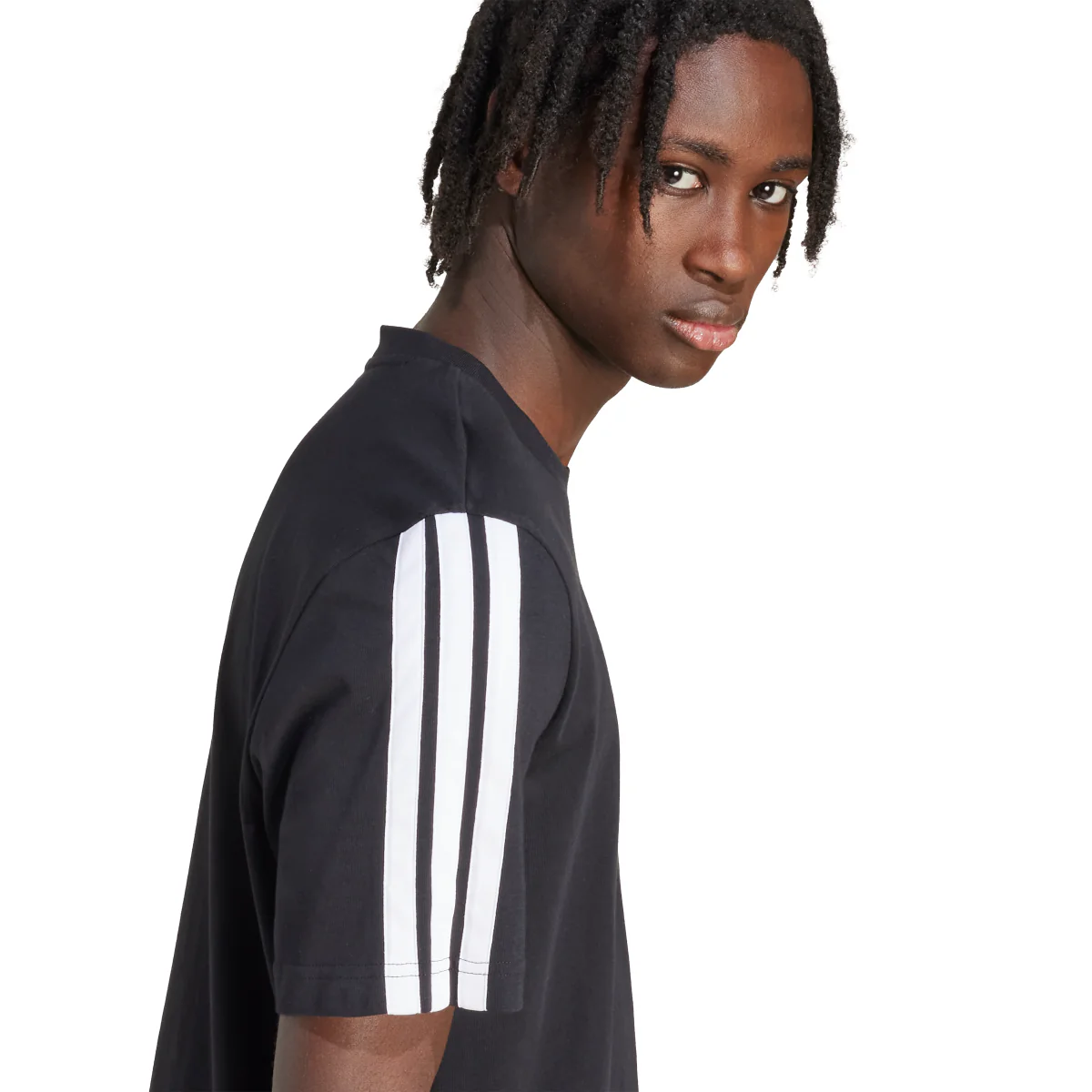 T-shirt nera da Uomo adidas con 3 strisce M 3S SJ T - Image 3