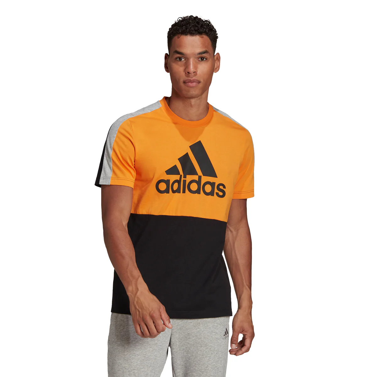 T-shirt nera da uomo adidas Essentials Colorblock Single Jersey
