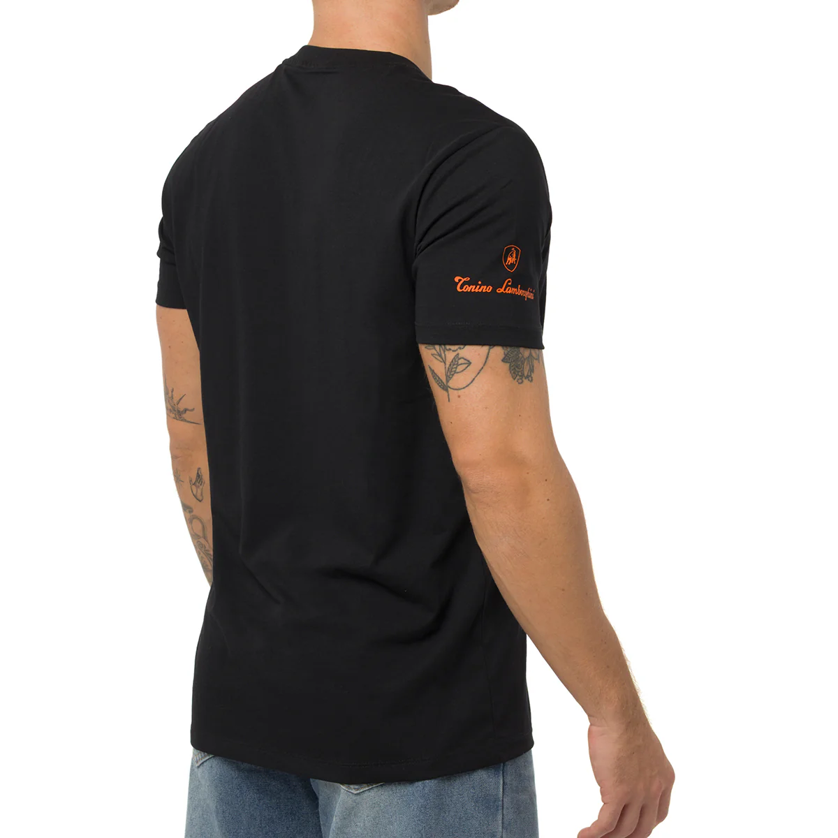 T-shirt nera da Uomo con logo arancione Tonino Lamborghini - Image 2