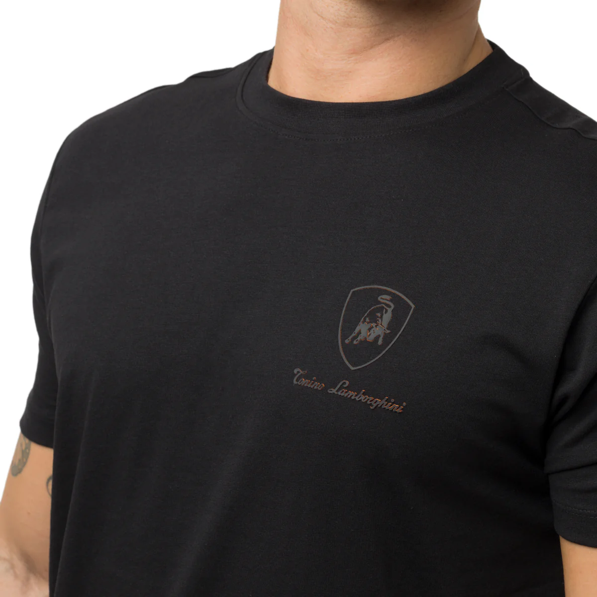 T-shirt nera da Uomo con logo arancione Tonino Lamborghini - Image 3