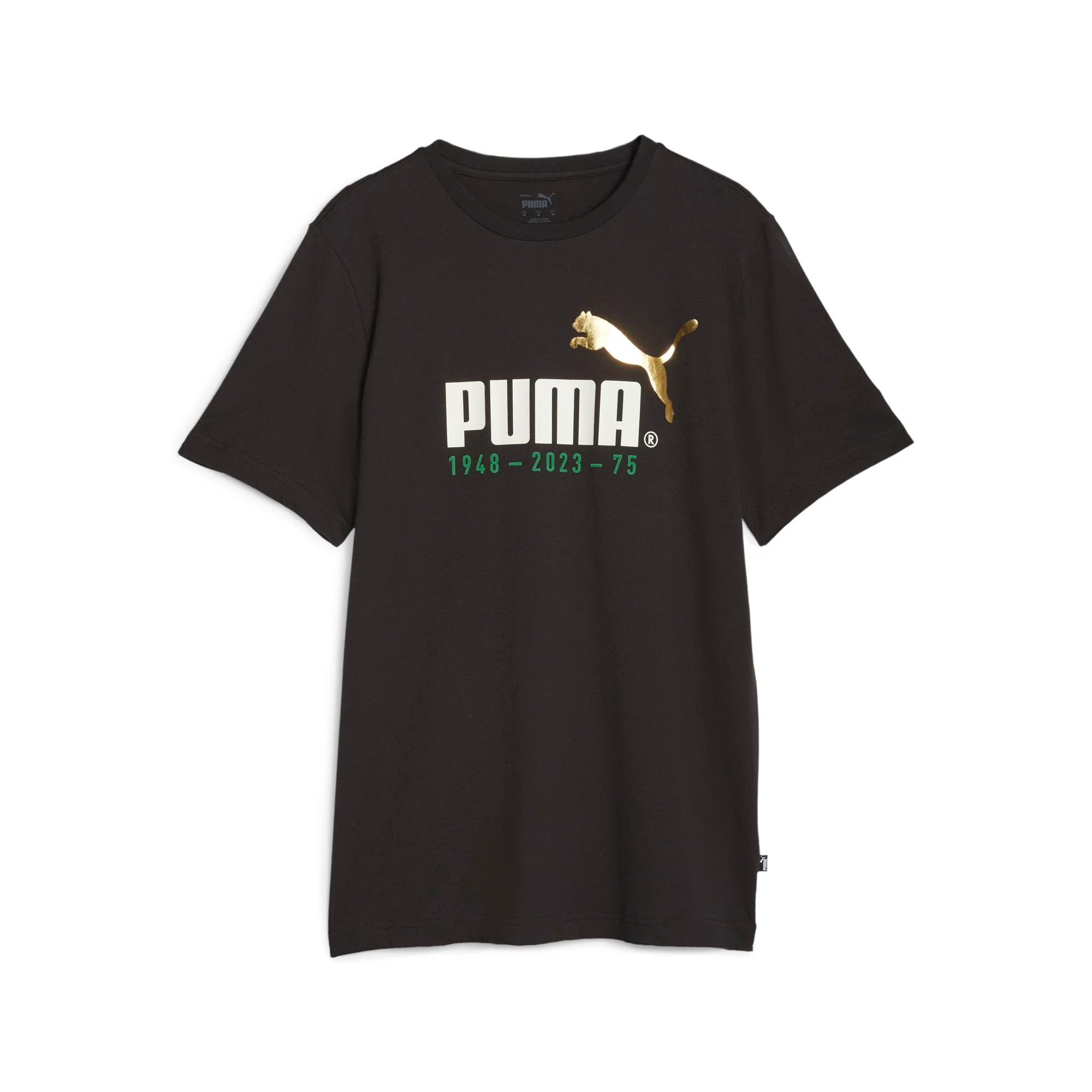 T-shirt nera da uomo con logo bianco e oro Puma No. 1 Logo Celebration
