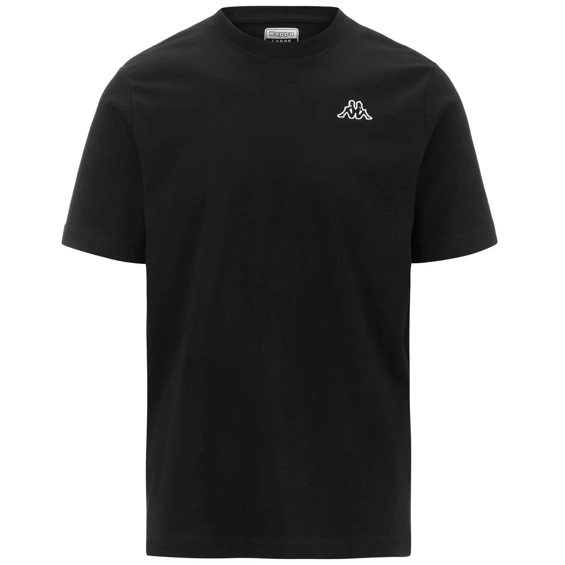 T-shirt nera da uomo con logo bianco Kappa Cafers