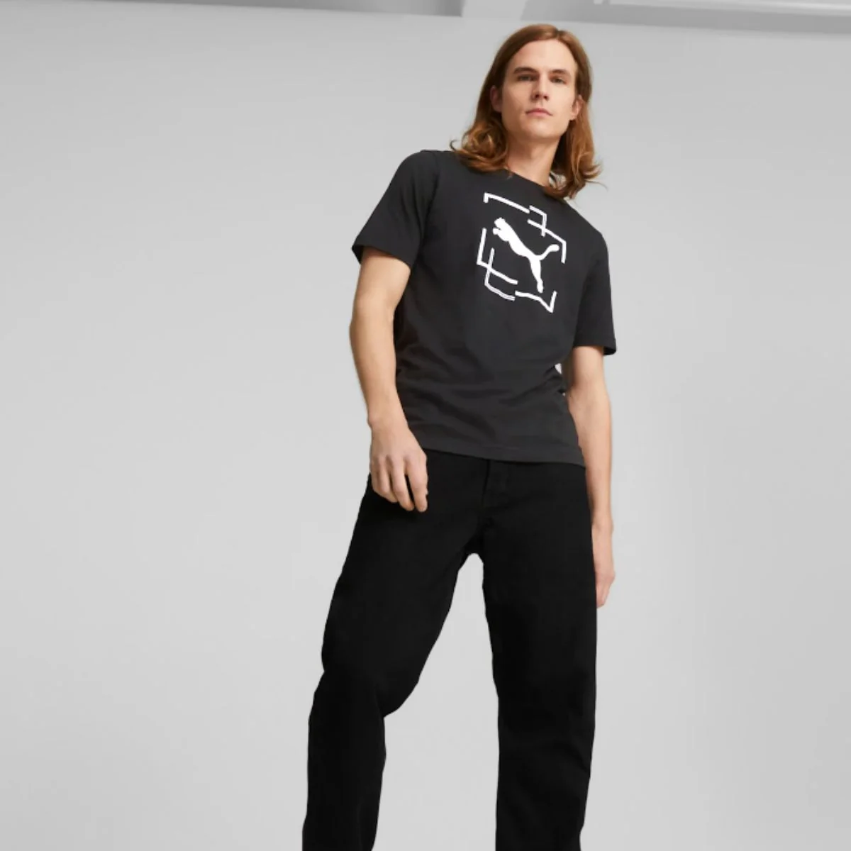 T-shirt nera da uomo con logo sul petto Puma Cat Graphic - Image 2