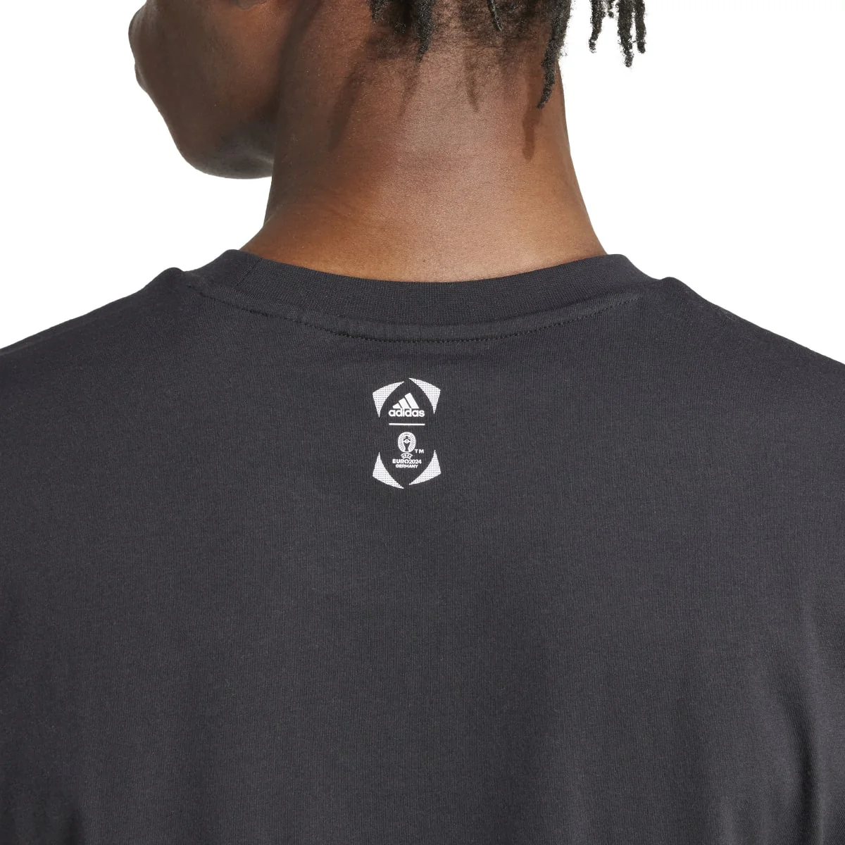 T-shirt nera da uomo con logo Uefa Euro  2024 multicolore adidas Oe Tee - Image 5