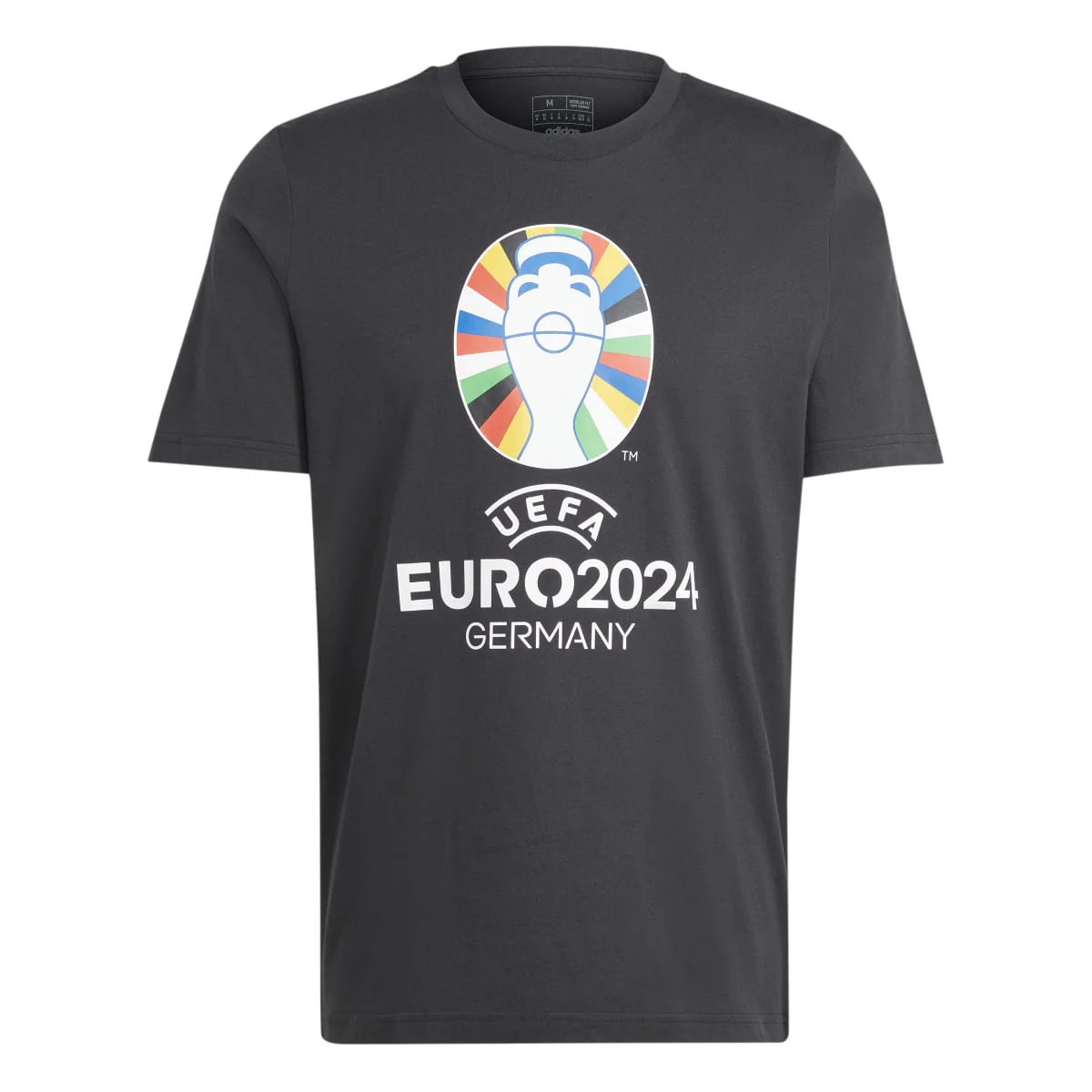 T-shirt nera da uomo con logo Uefa Euro  2024 multicolore adidas Oe Tee - Image 6