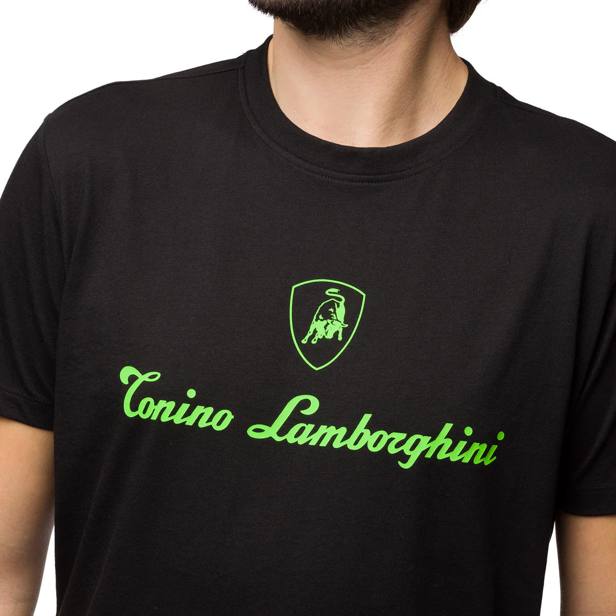 T-shirt nera da uomo con logo verde sul petto Tonino Lamborghini - Image 3