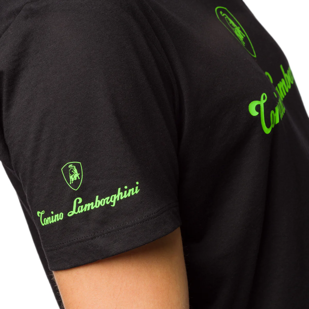 T-shirt nera da uomo con logo verde sul petto Tonino Lamborghini - Image 4
