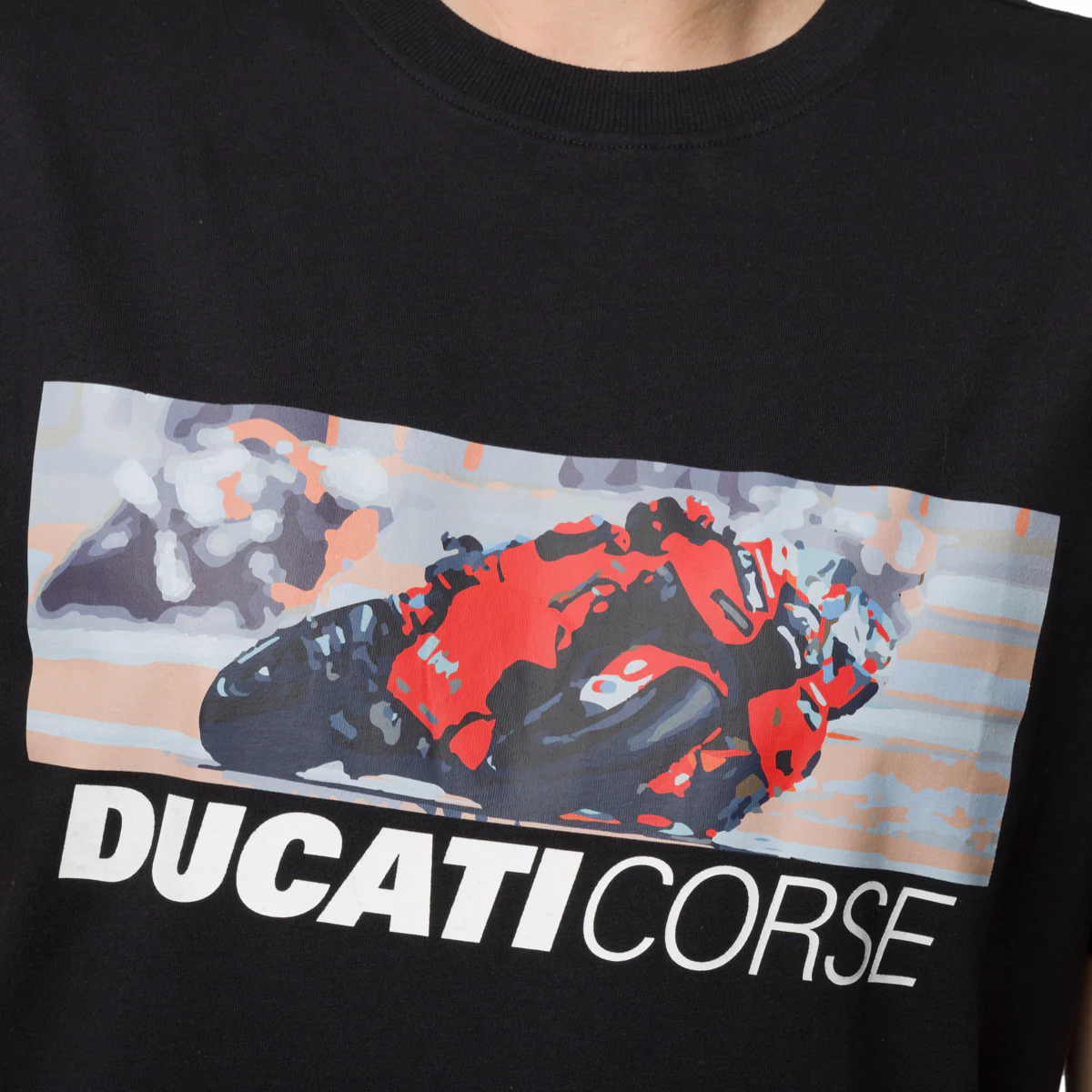 T-shirt nera da uomo con stampa frontale Ducati Corse - Image 3