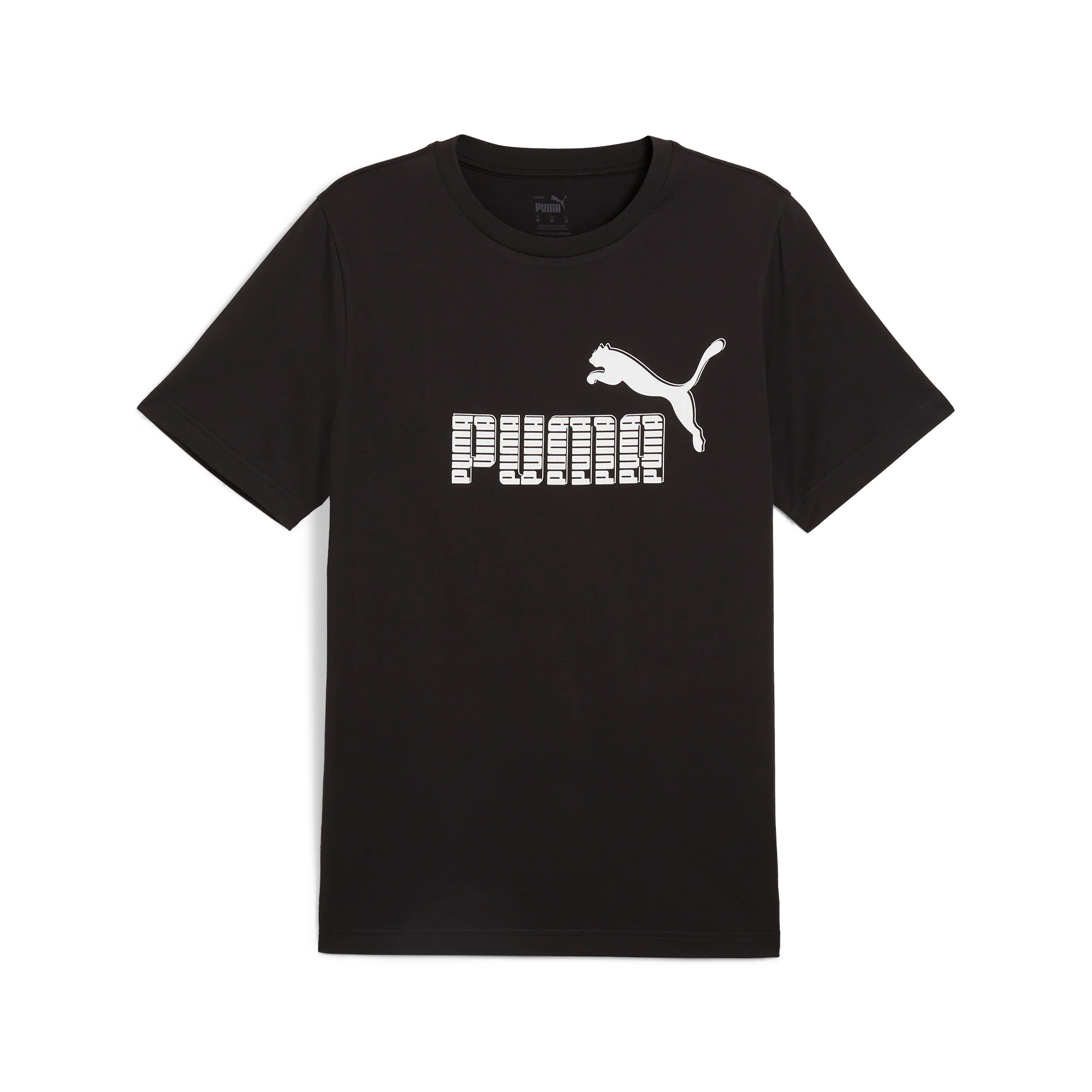 T-shirt nera da uomo con stampa logo Puma