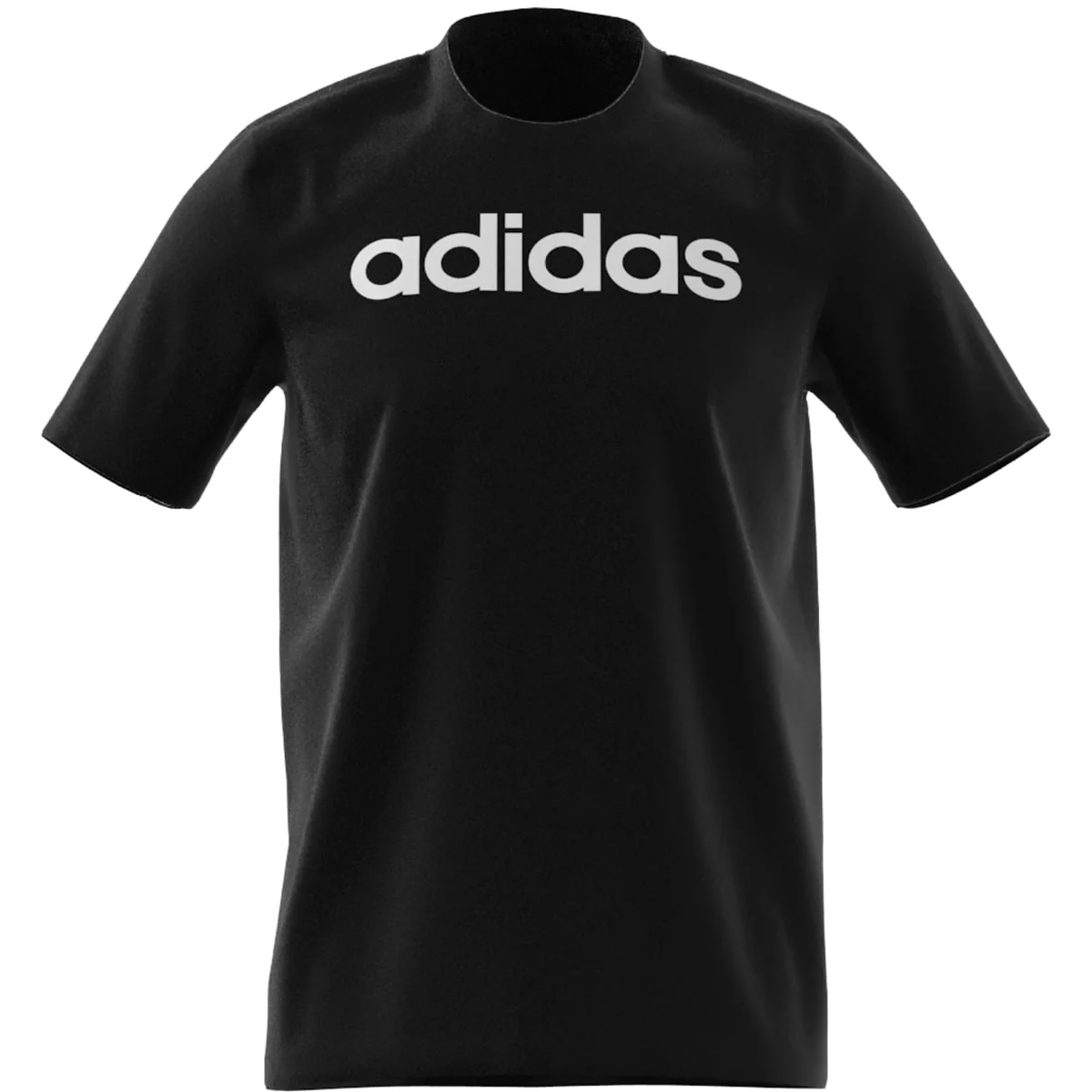 T-shirt nera da uomo Essentials Single Jersey Linear Embroidered Logo adidas - Image 6