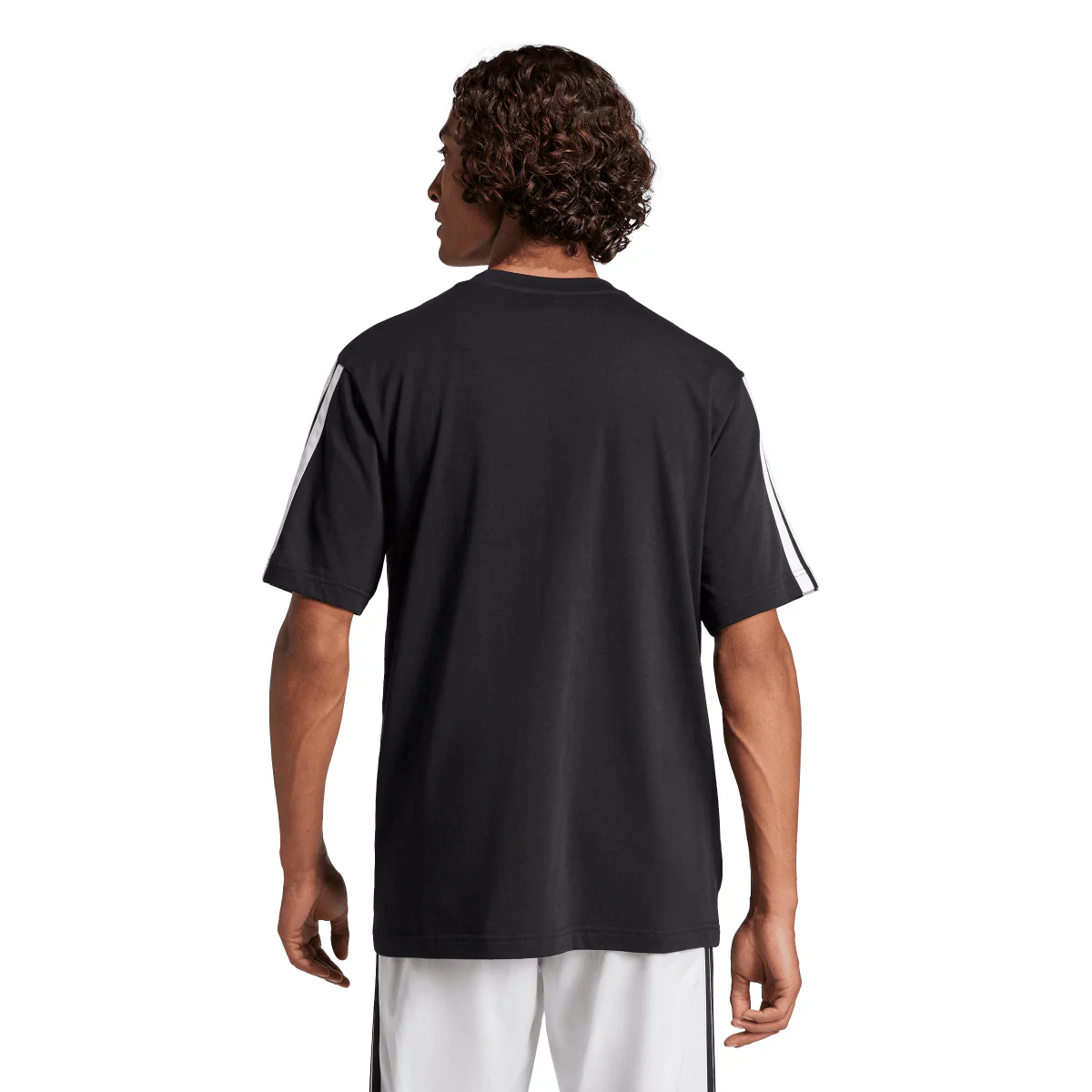 T-shirt nera da Uomo in cotone con logo adidas - Image 3