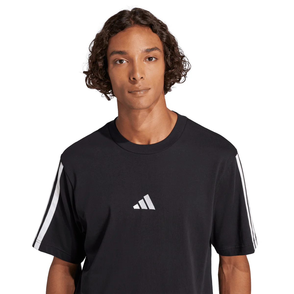 T-shirt nera da Uomo in cotone con logo adidas - Image 4