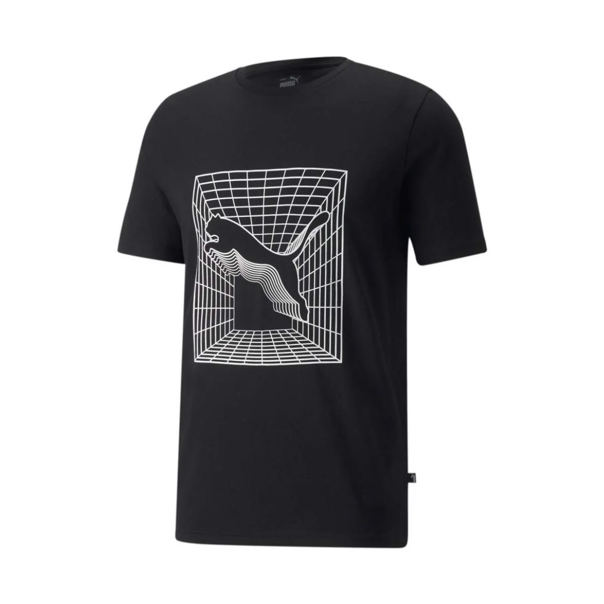 T-shirt nera da uomo Puma Cat Graphic