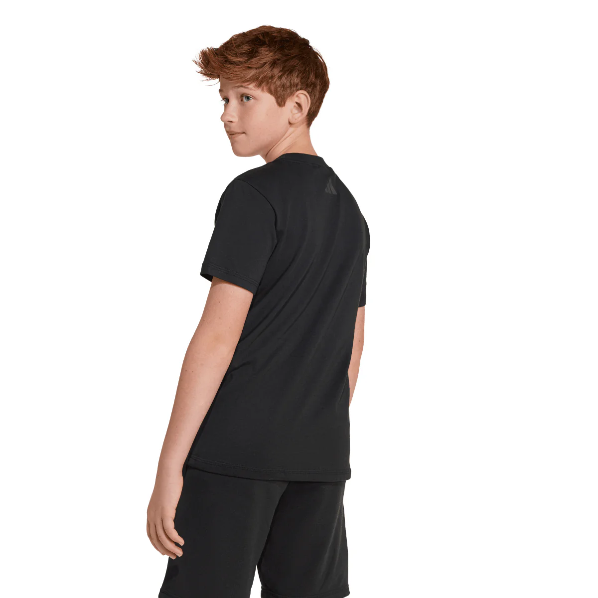 T-shirt nera in cotone da ragazzi con stampa Smile adidas - Image 3